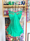y2k vintage emerald green silk forest cami top