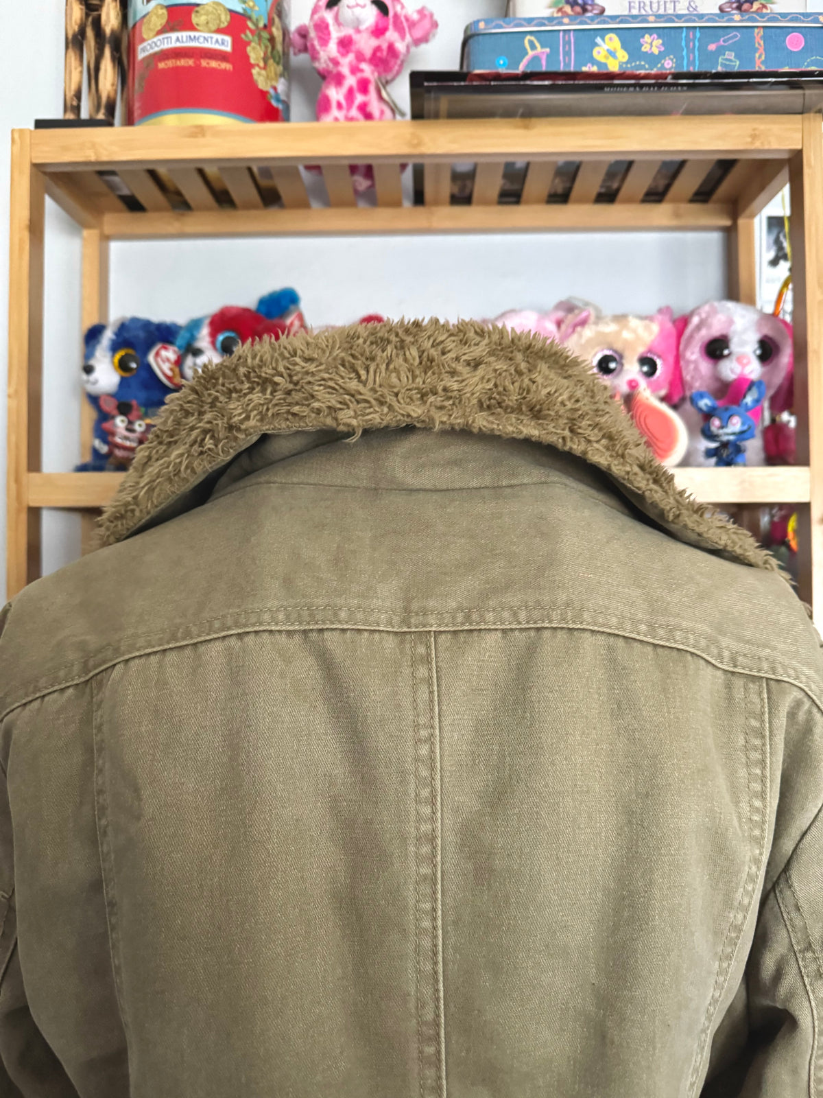 y2k vintage winter thick teddy lined funnel neck jacket cosy