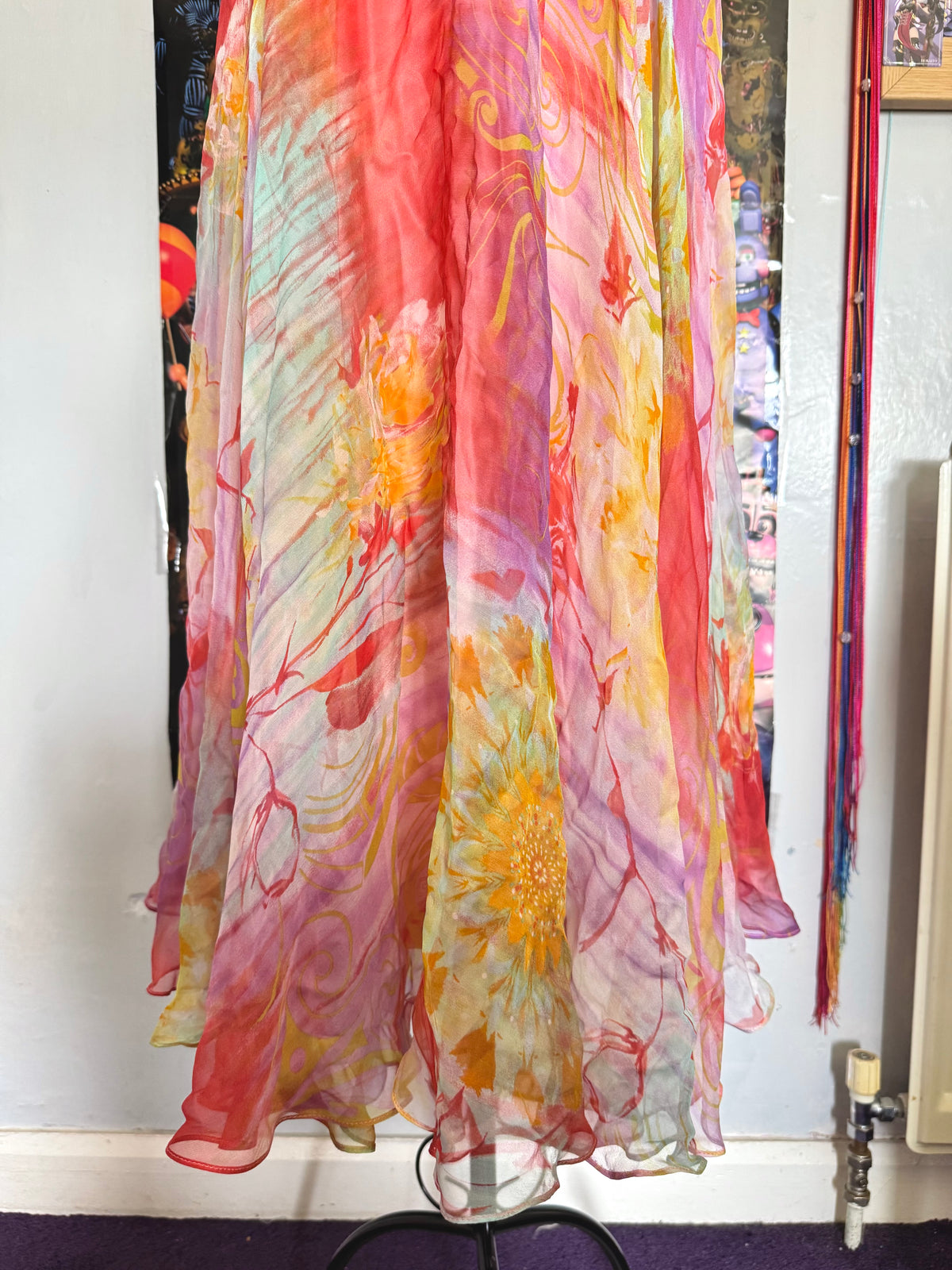 y2k vintage silk summer multicolour maxi dress with matching cardigan zara larsson