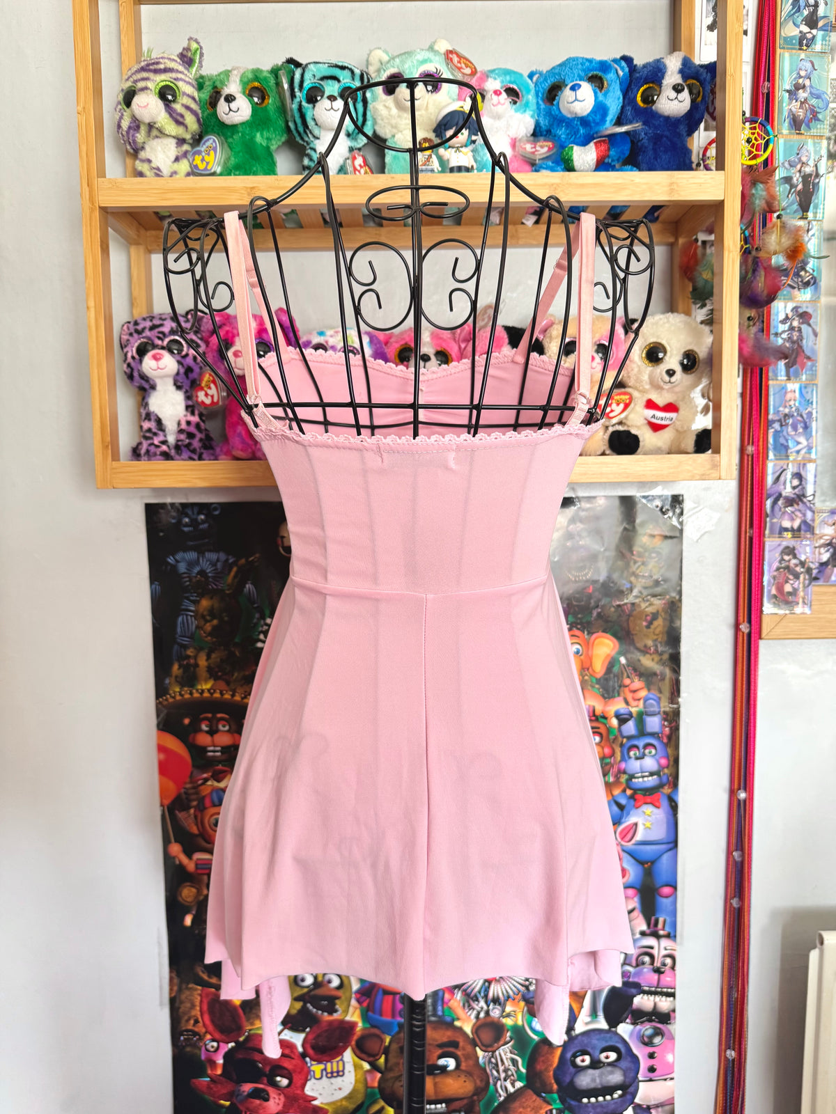 y2k vintage baby pink asymmetrical fairy hem ruched beaded cami top