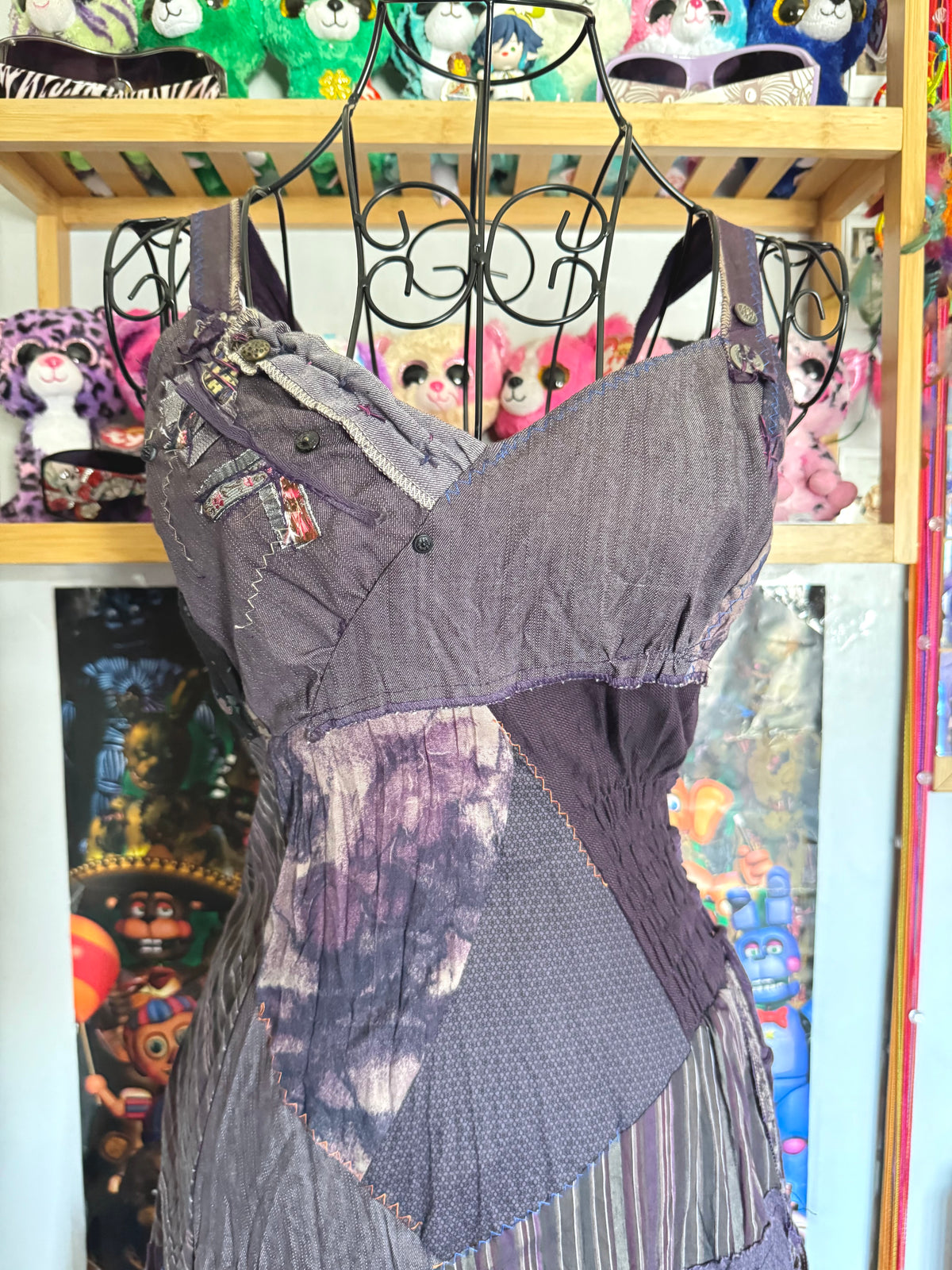 y2k vintage deadstock BNWT patchwork maximalist midi dress with lace sides fairy boho