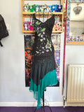 y2k vintage silk asymmetrical hem V-neck sequin embellished occasion dress