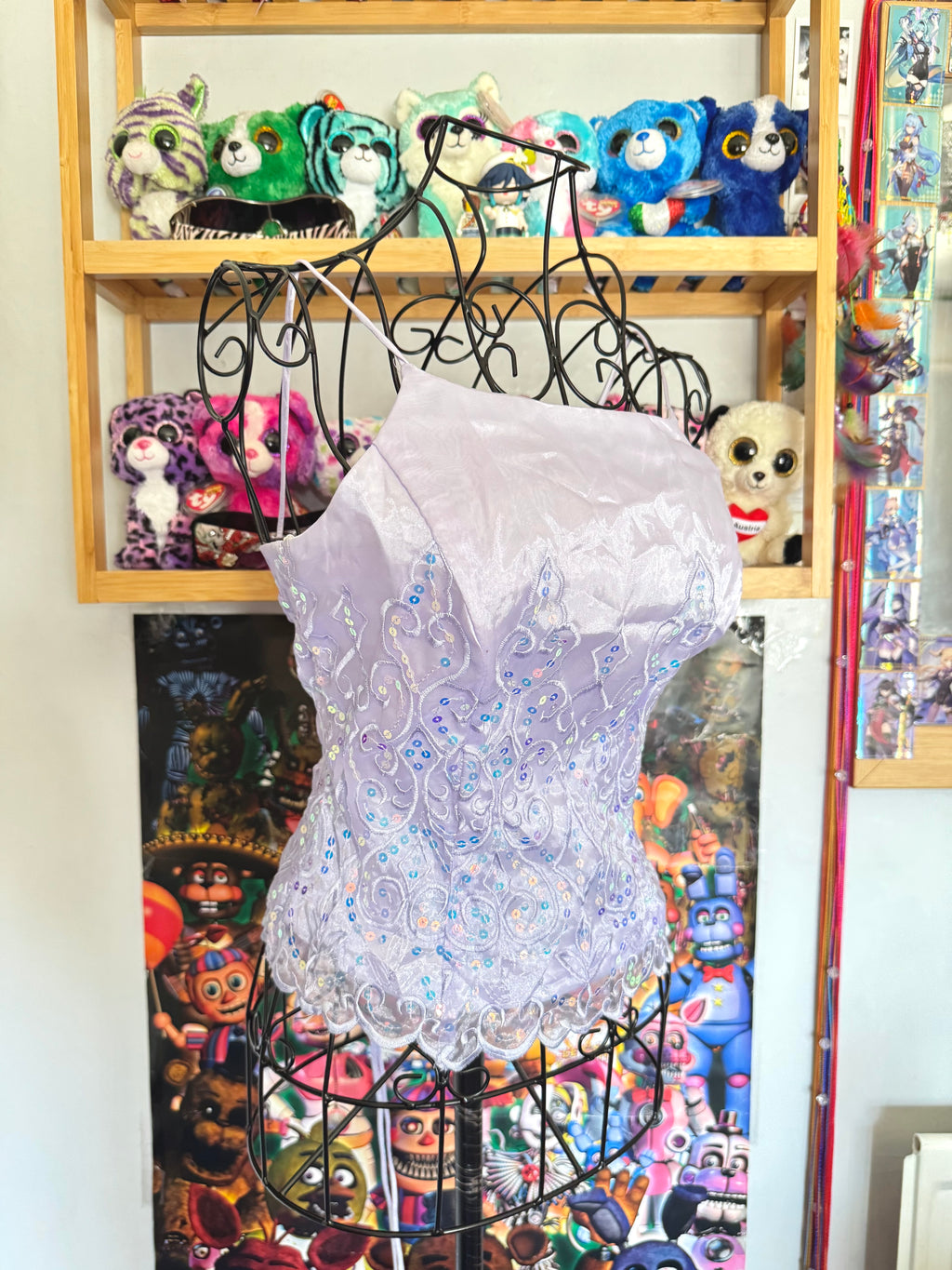 y2k vintage lilac purple lace back cropped and fitted corset top with sequins embellished
