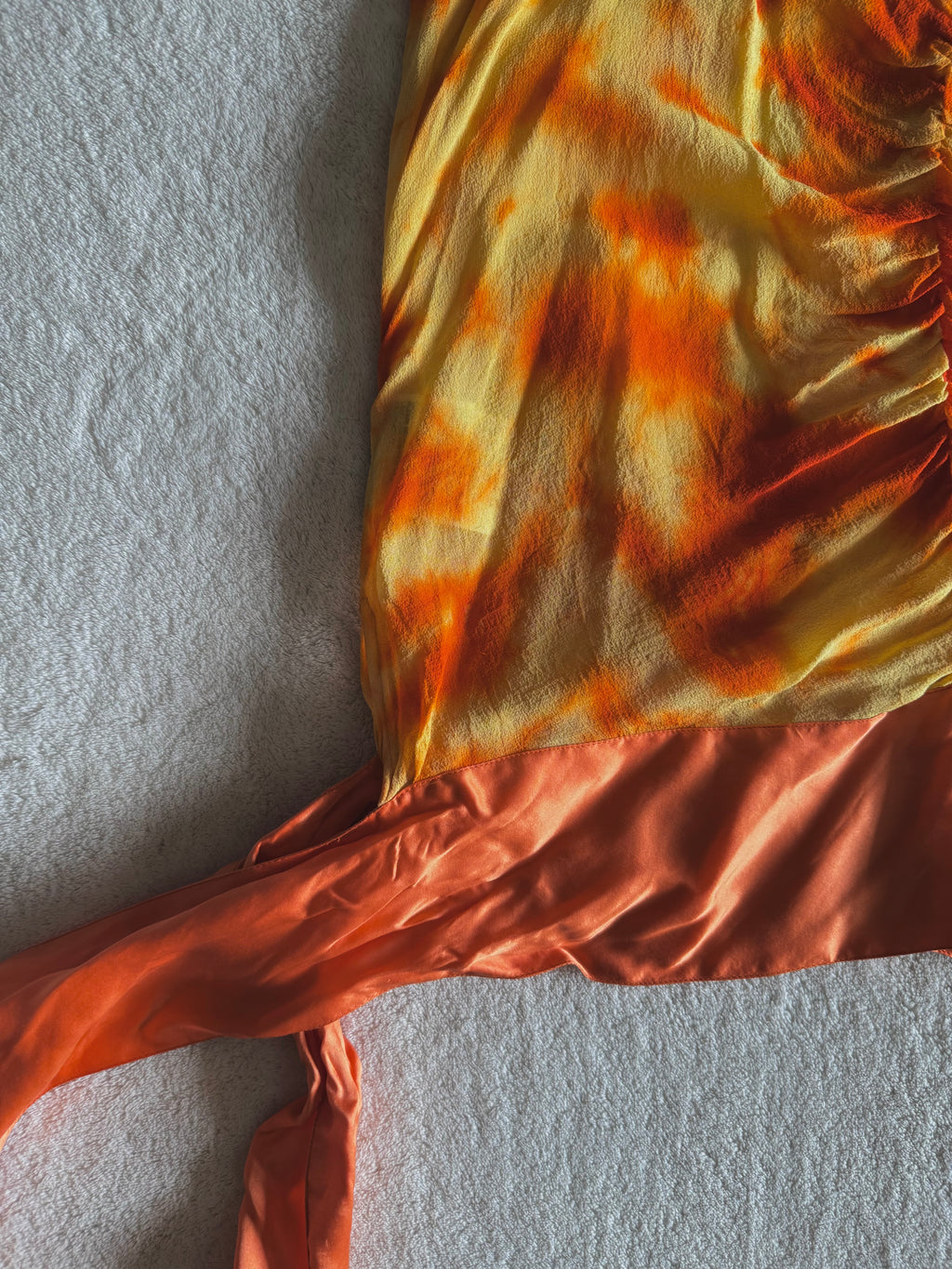 y2k vintage 2002 silk tie dye effect sequin embellished cami top warm autumnal