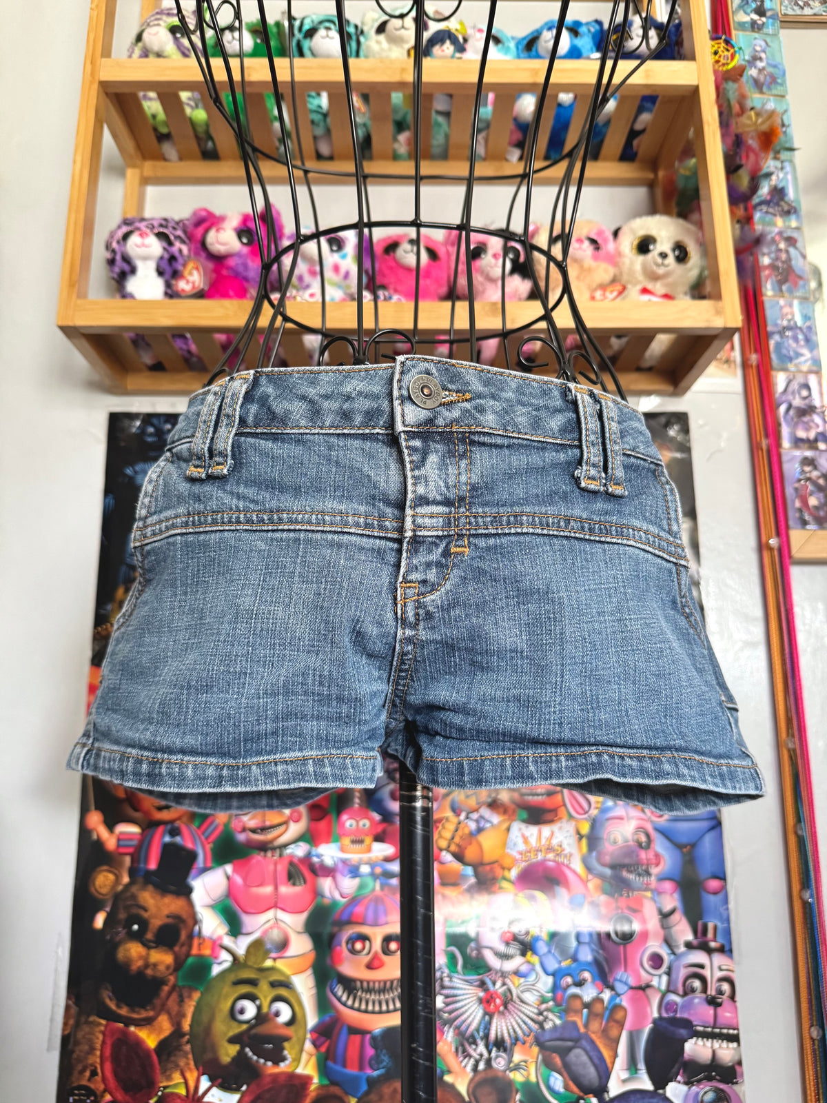 y2k vintage low waisted medium wash playboy bunny micro mini shorts