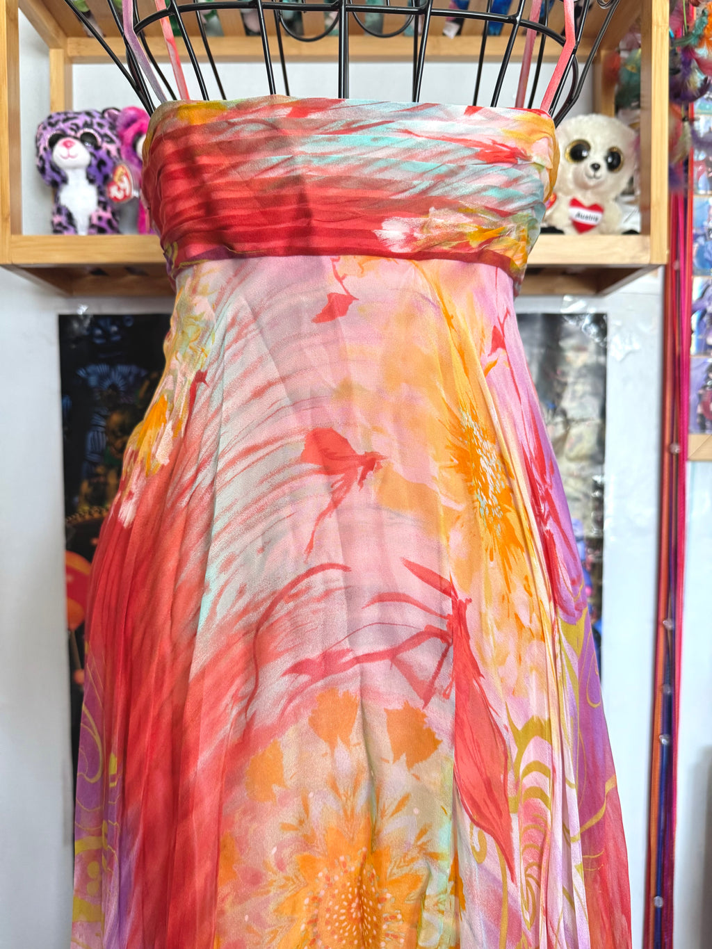y2k vintage silk summer multicolour maxi dress with matching cardigan zara larsson