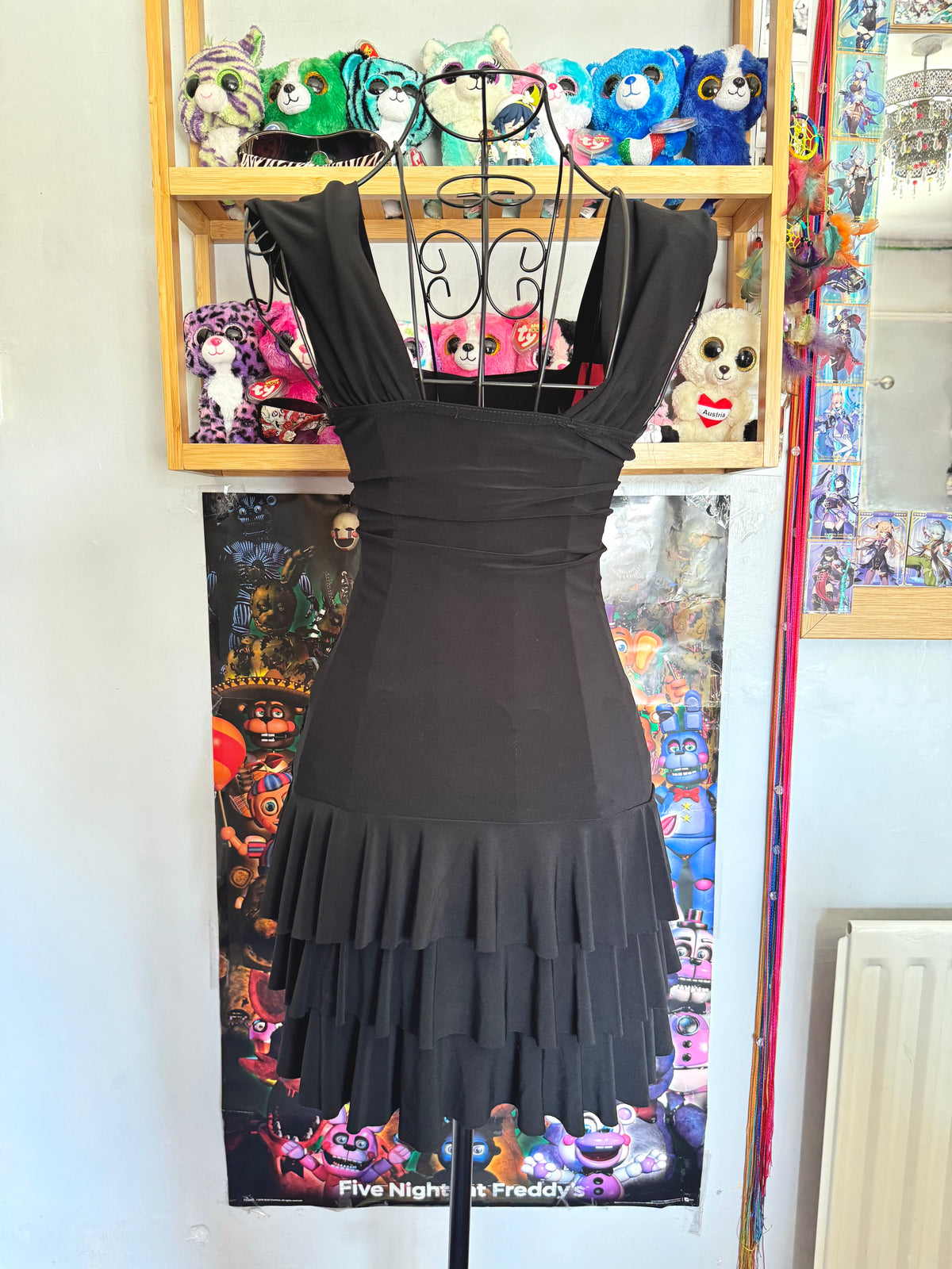 y2k vintage malgoth ruffle tiered lace up corset style mini dress