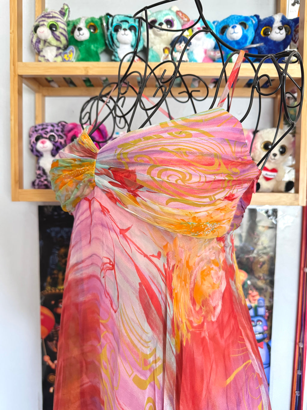 y2k vintage silk summer multicolour maxi dress with matching cardigan zara larsson