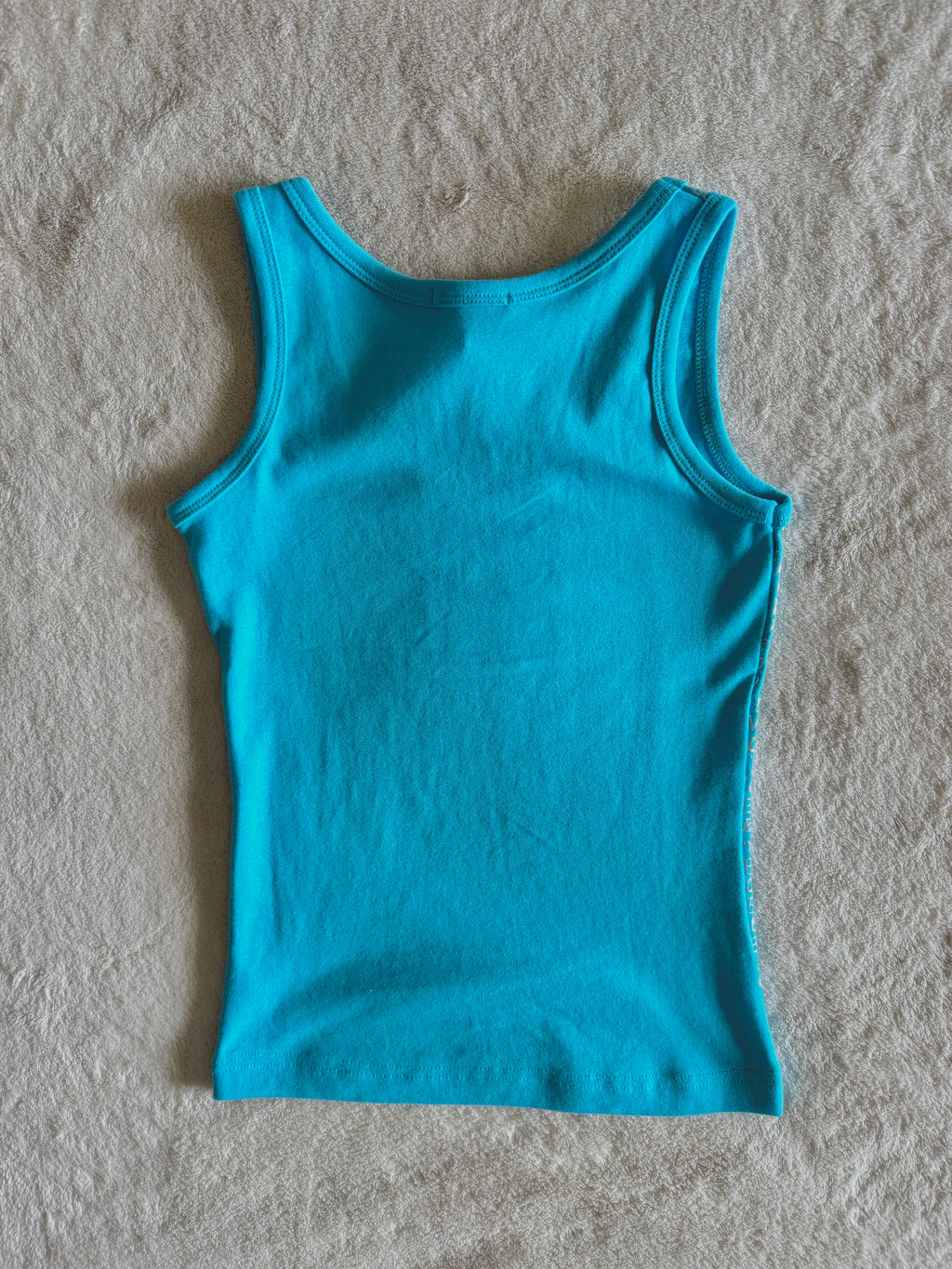 y2k vintage deadstock bnwt aqua blue metallic graphic sleeveless vest top