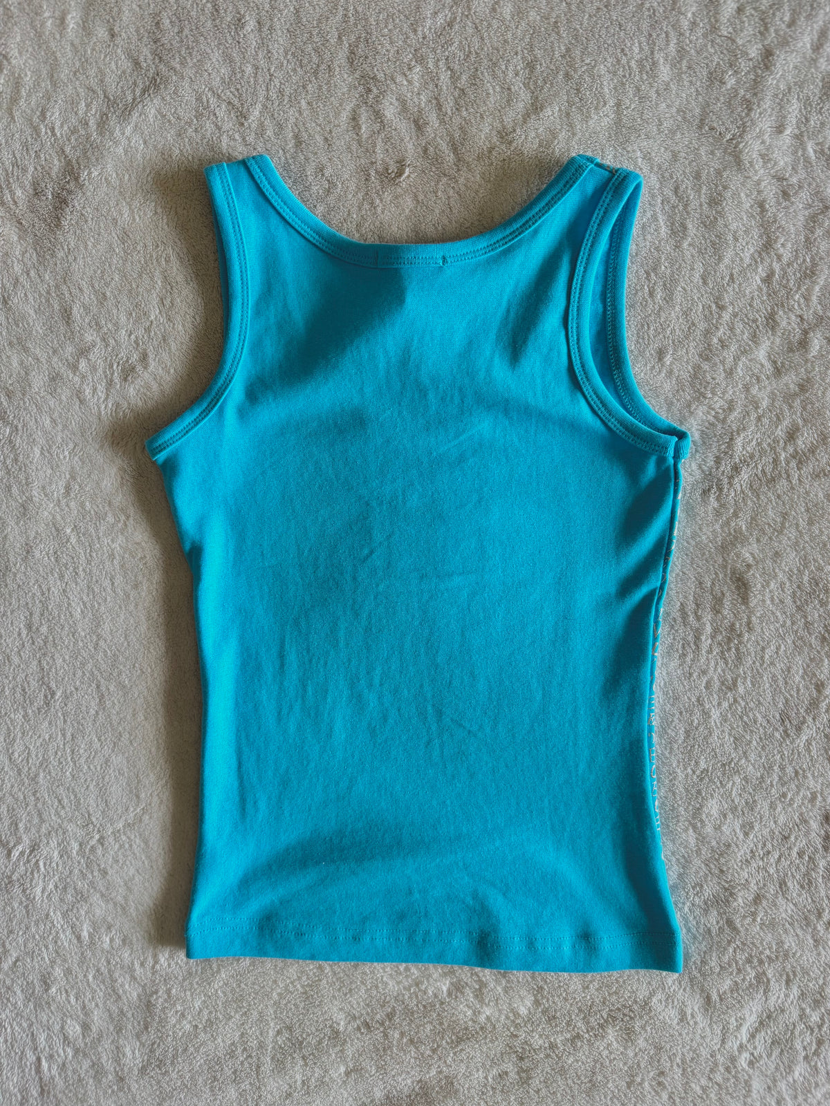 y2k vintage deadstock bnwt aqua blue metallic graphic sleeveless vest top
