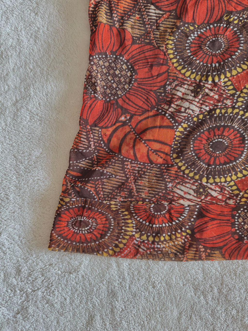 y2k vintage orange floral mesh cami top with wooden beading