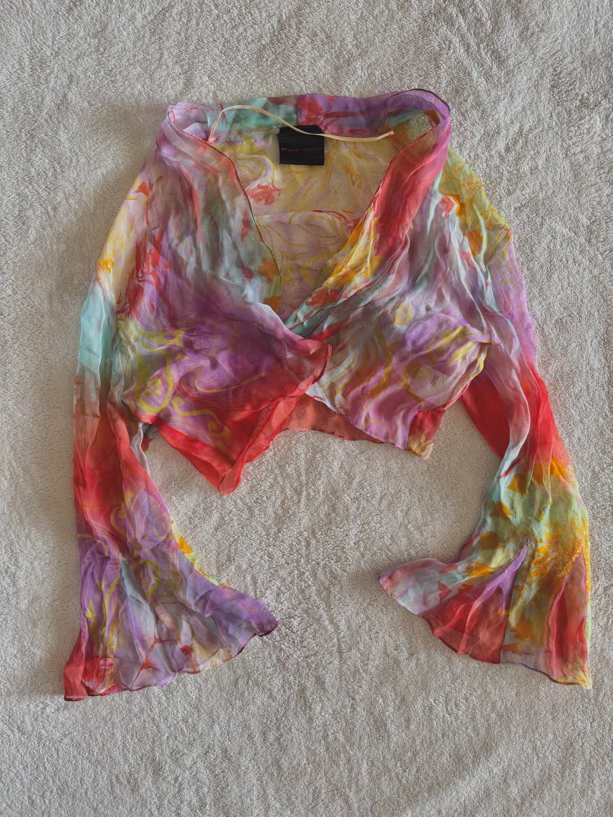 y2k vintage silk summer multicolour maxi dress with matching cardigan zara larsson