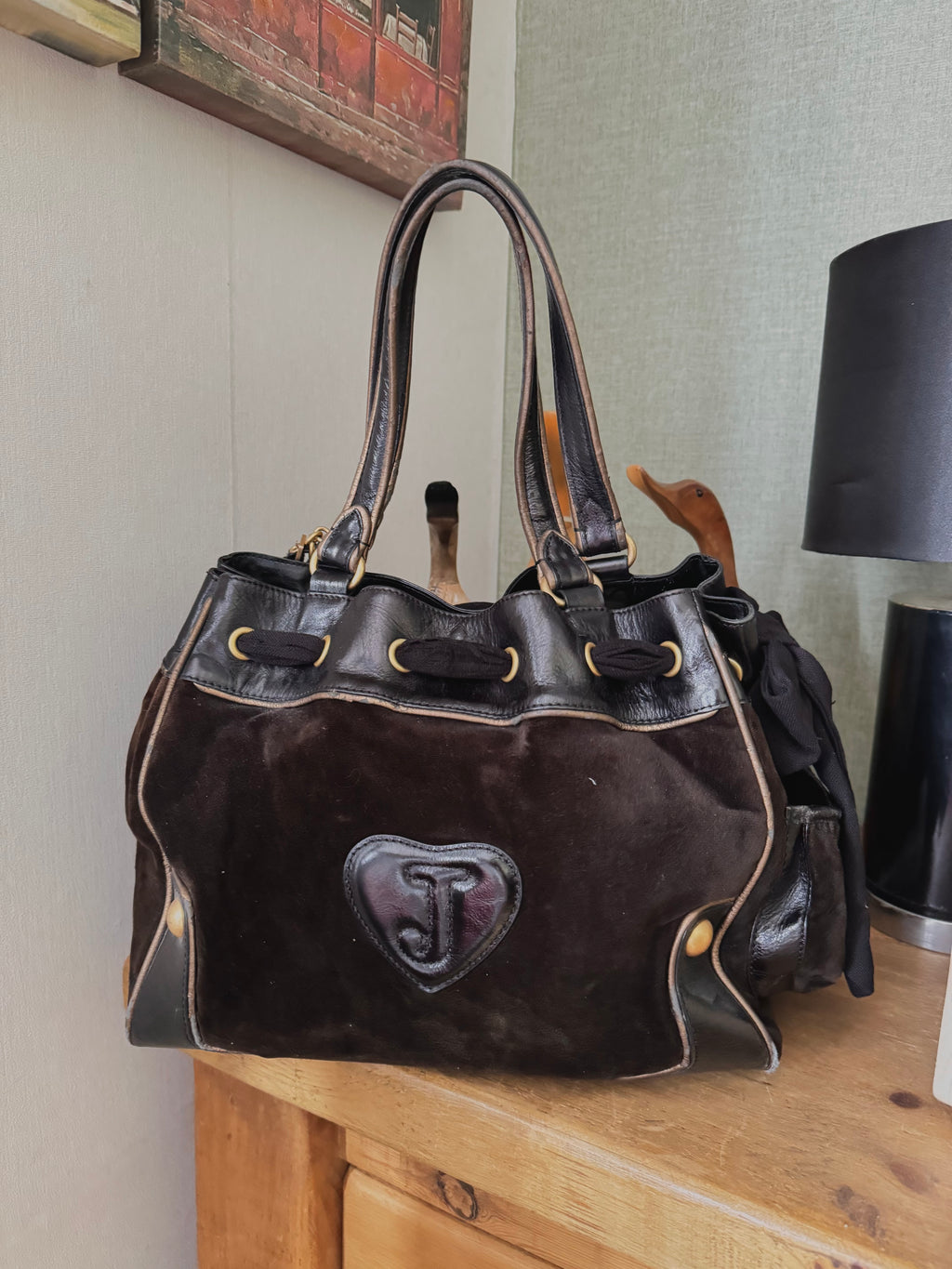 y2k 2000’s brown velour Juicy Couture daydreamer bag trashy