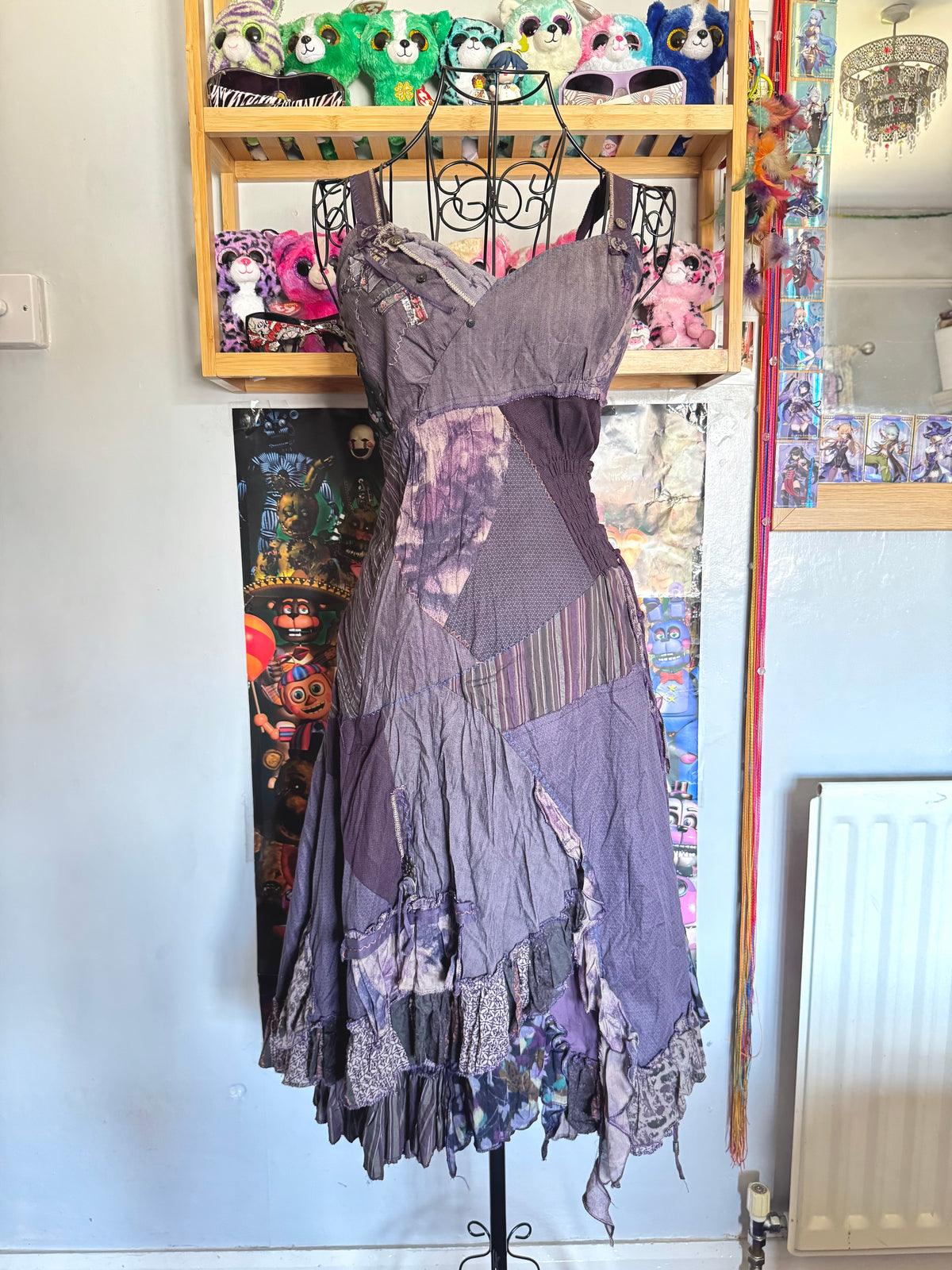 y2k vintage deadstock BNWT patchwork maximalist midi dress with lace sides fairy boho
