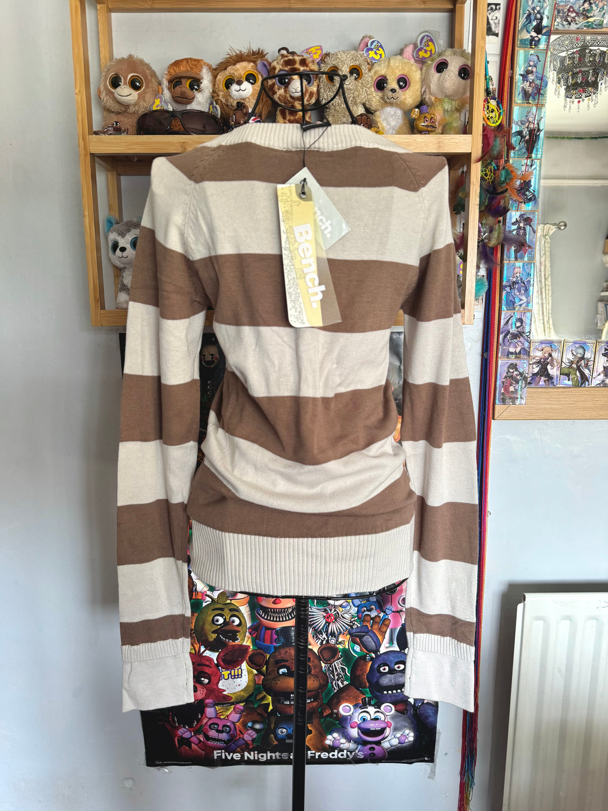 y2k vintage deadstock bnwt striped ribbed knit embroidered long sleeved top