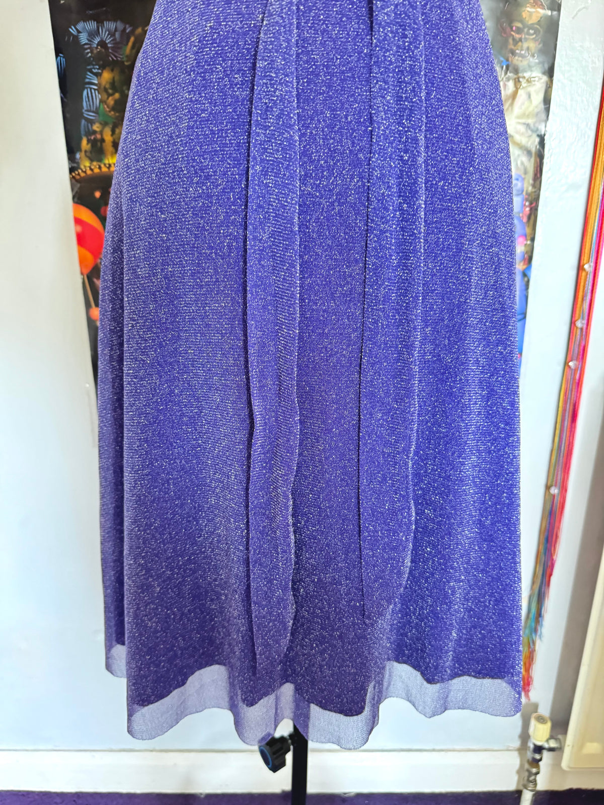 y2k vintage purple shimmery tie back sequin mesh mini dress