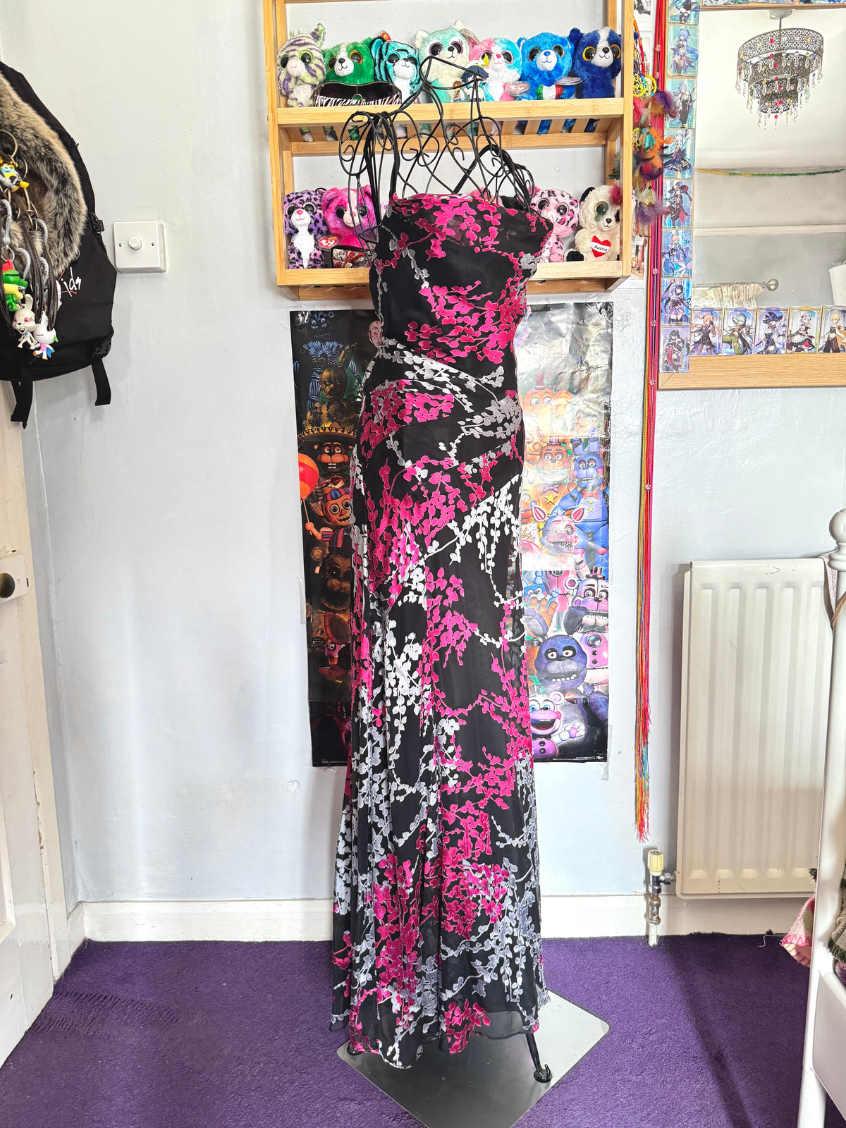 y2k vintage silk blend fitted cowl neck criss-cross back maxi dress formal occasion wear
