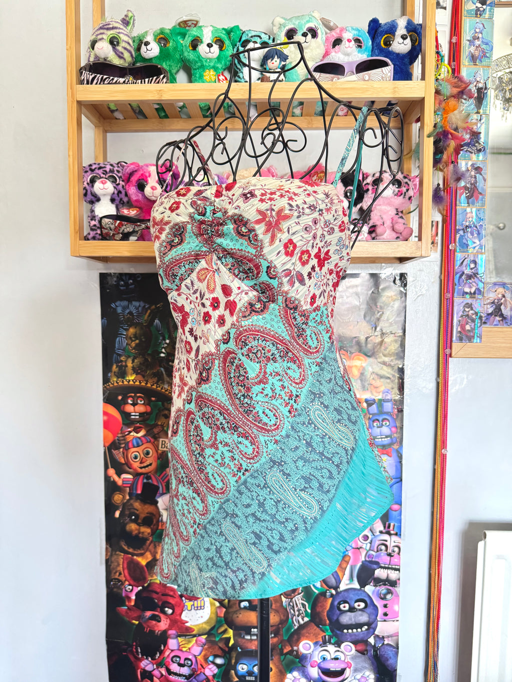 y2k vintage asymmetrical paisley print fitted cami top fairy mermaid