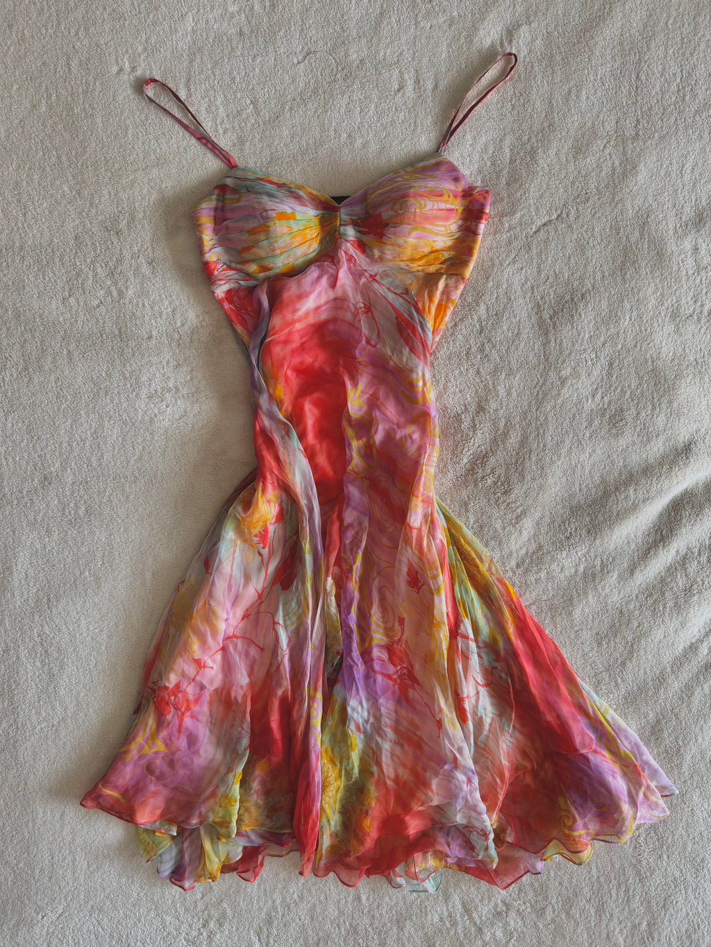 y2k vintage silk summer multicolour maxi dress with matching cardigan zara larsson