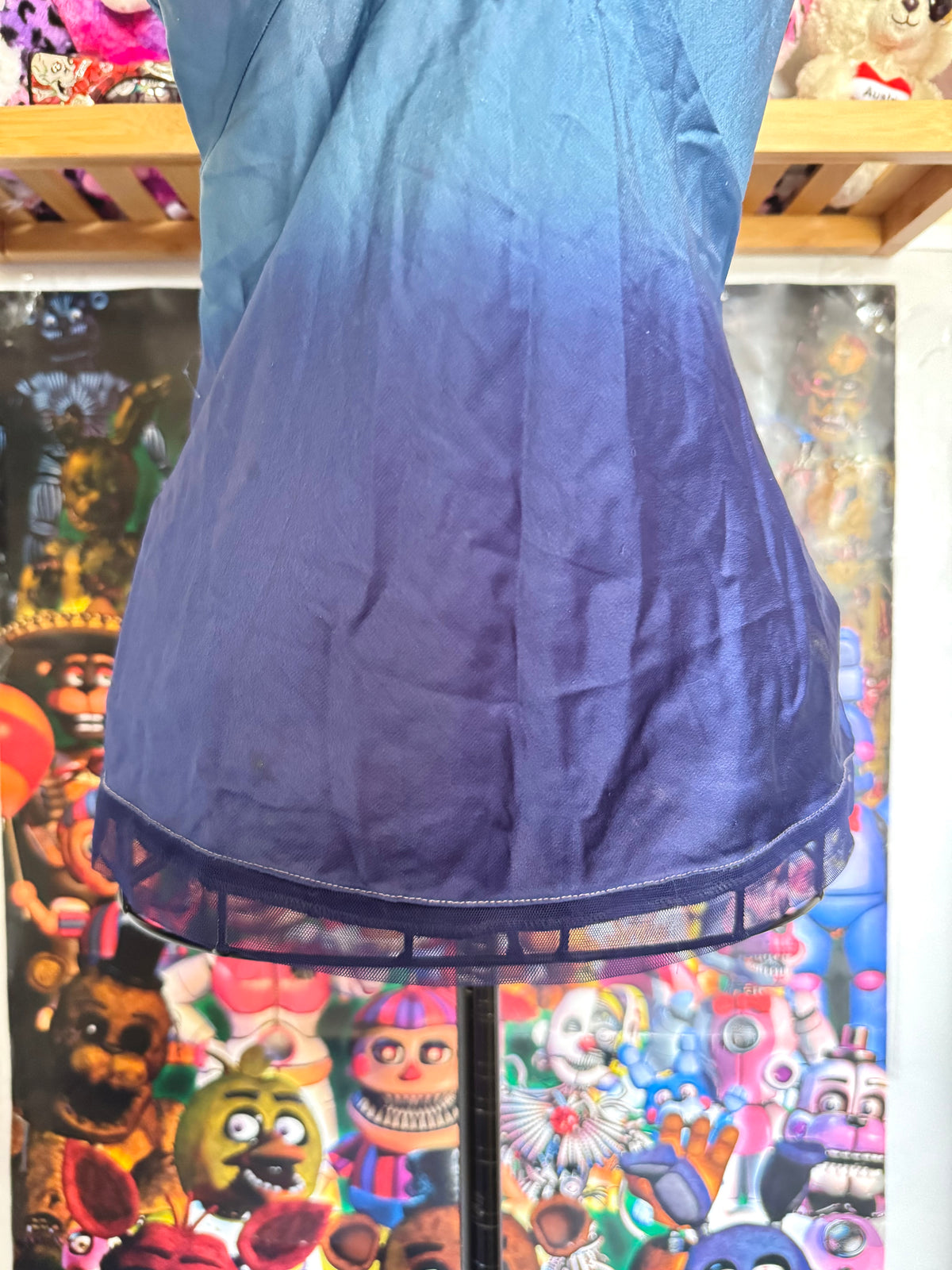 y2k vintage blue ombre effect fitted cami top with jewel embellishments ocean mermaid