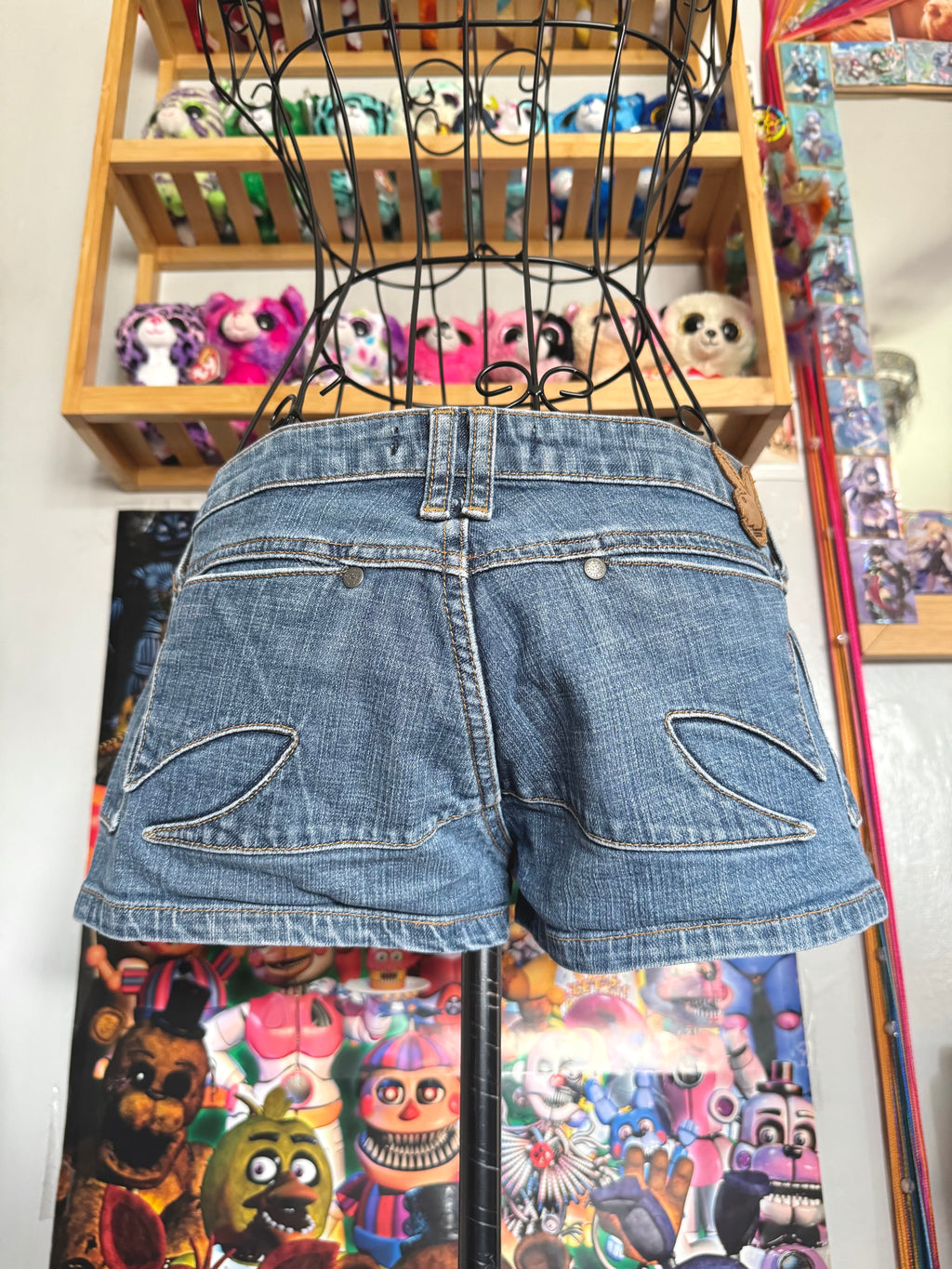 y2k vintage low waisted medium wash playboy bunny micro mini shorts