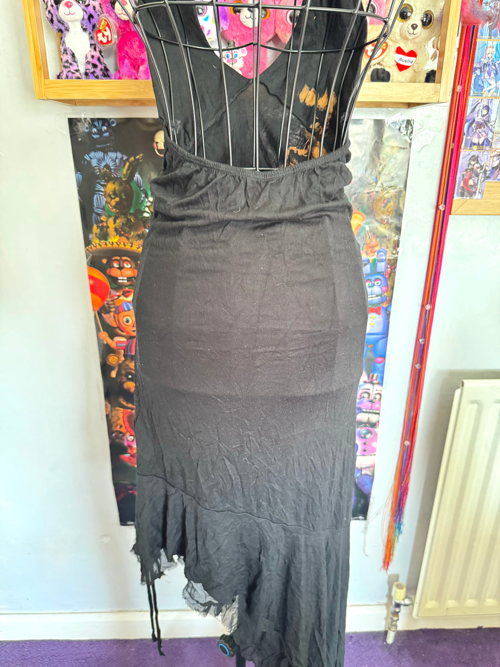 y2k vintage cotton and silk blend asymmetrical halterneck beaded dress