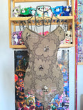 y2k vintage khaki brown sheer mesh butterfly sequinned cami top with jagged asymmetrical hem fairy