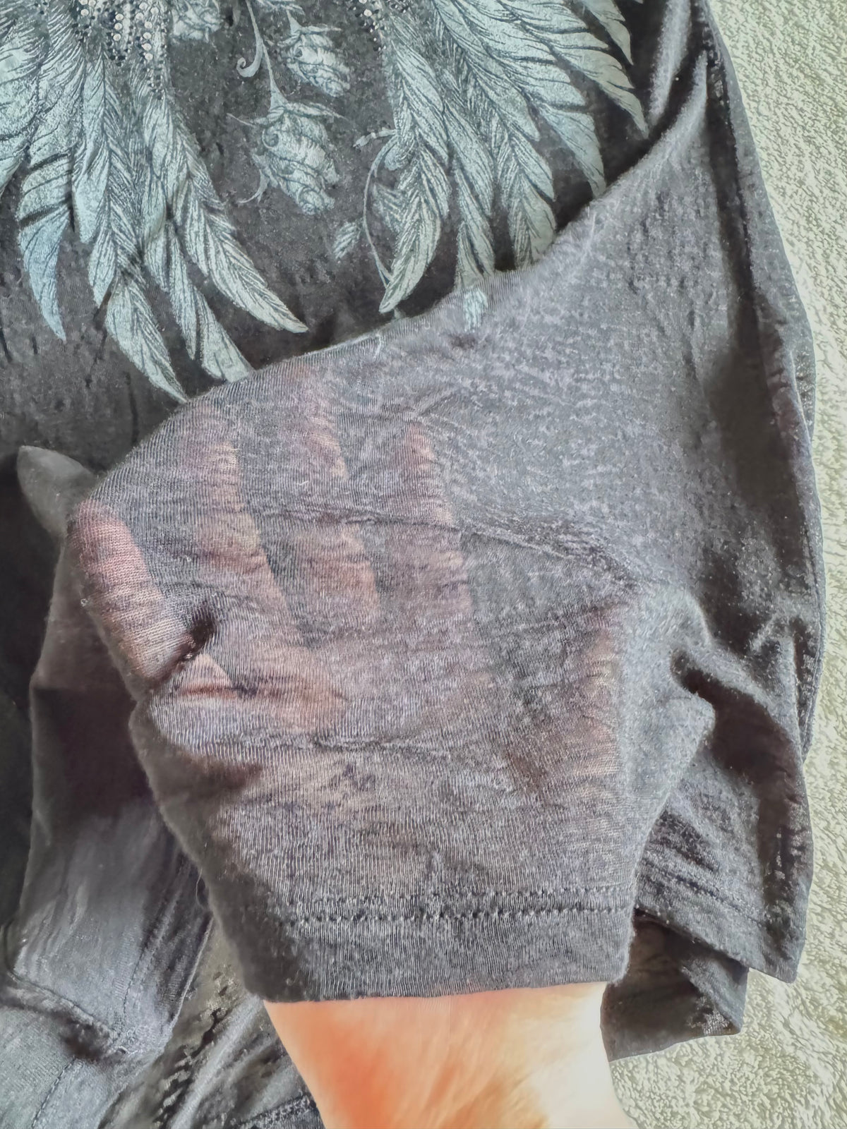 y2k vintage insane graphic angel wings print fitted sheer tee