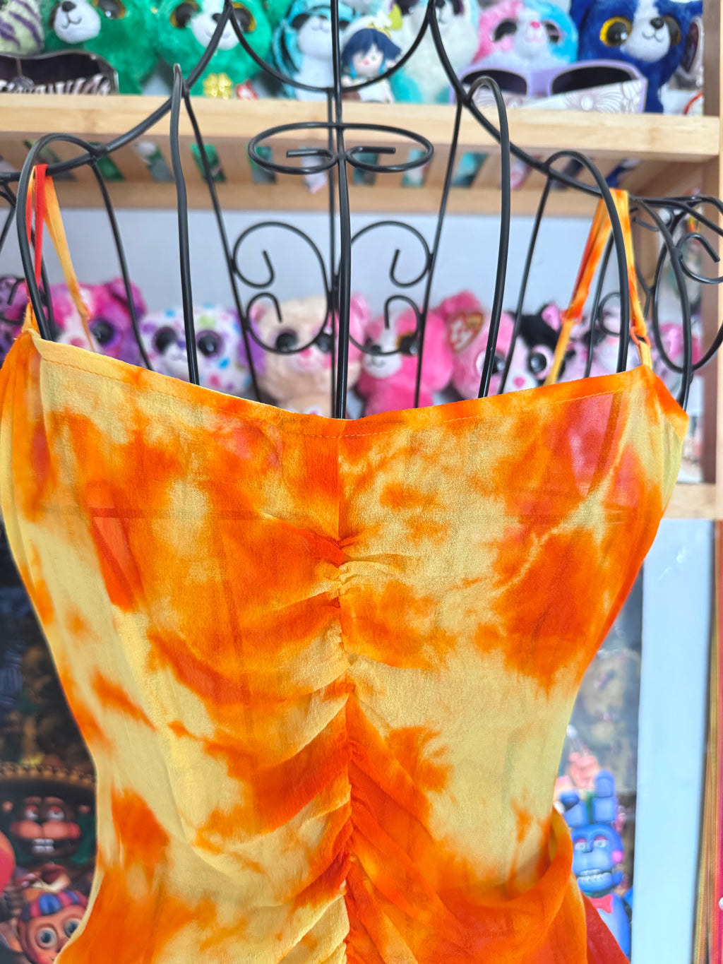 y2k vintage 2002 silk tie dye effect sequin embellished cami top warm autumnal