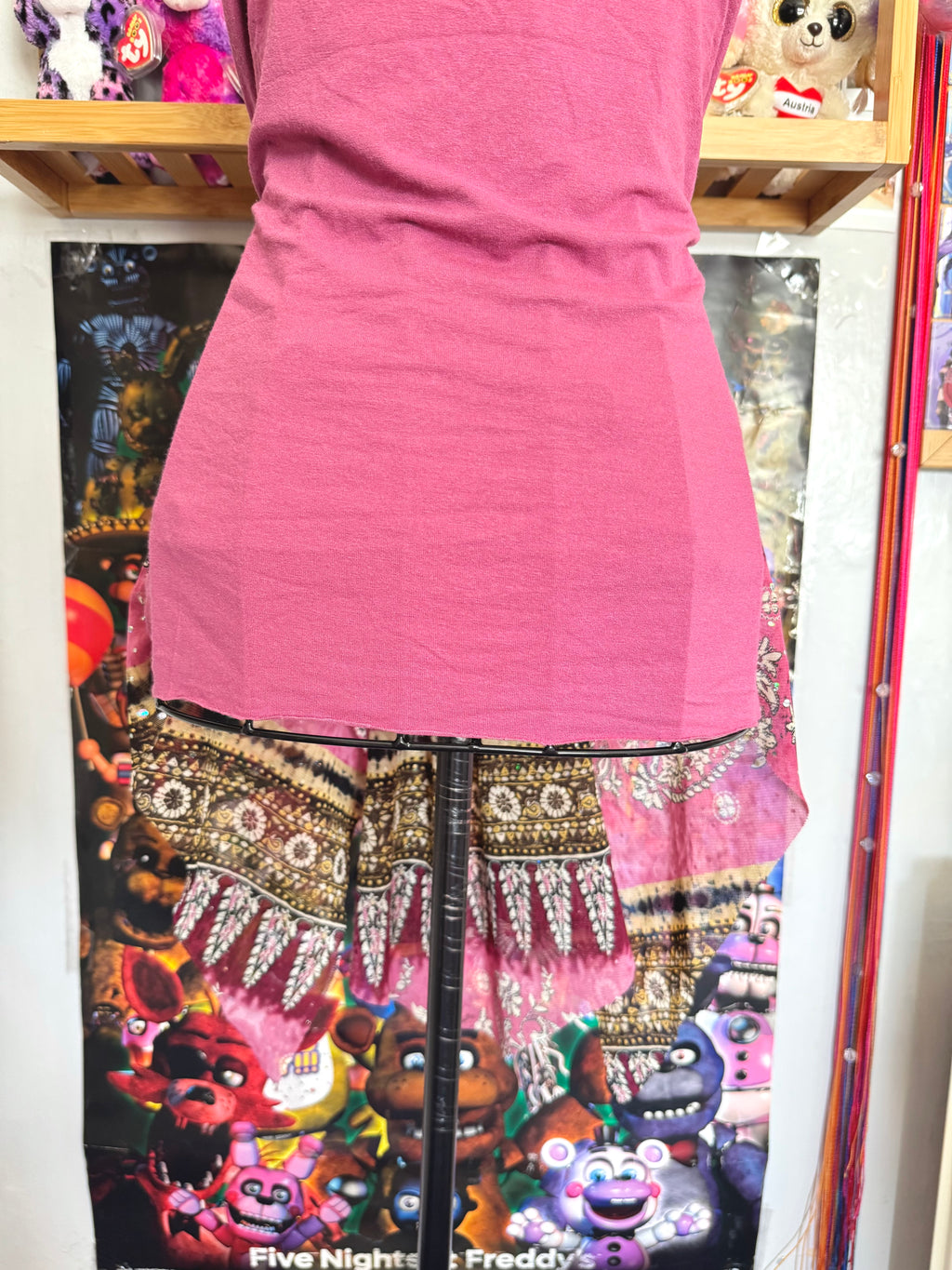 y2k vintage pink boho floaty babydoll ruched mesh cami top