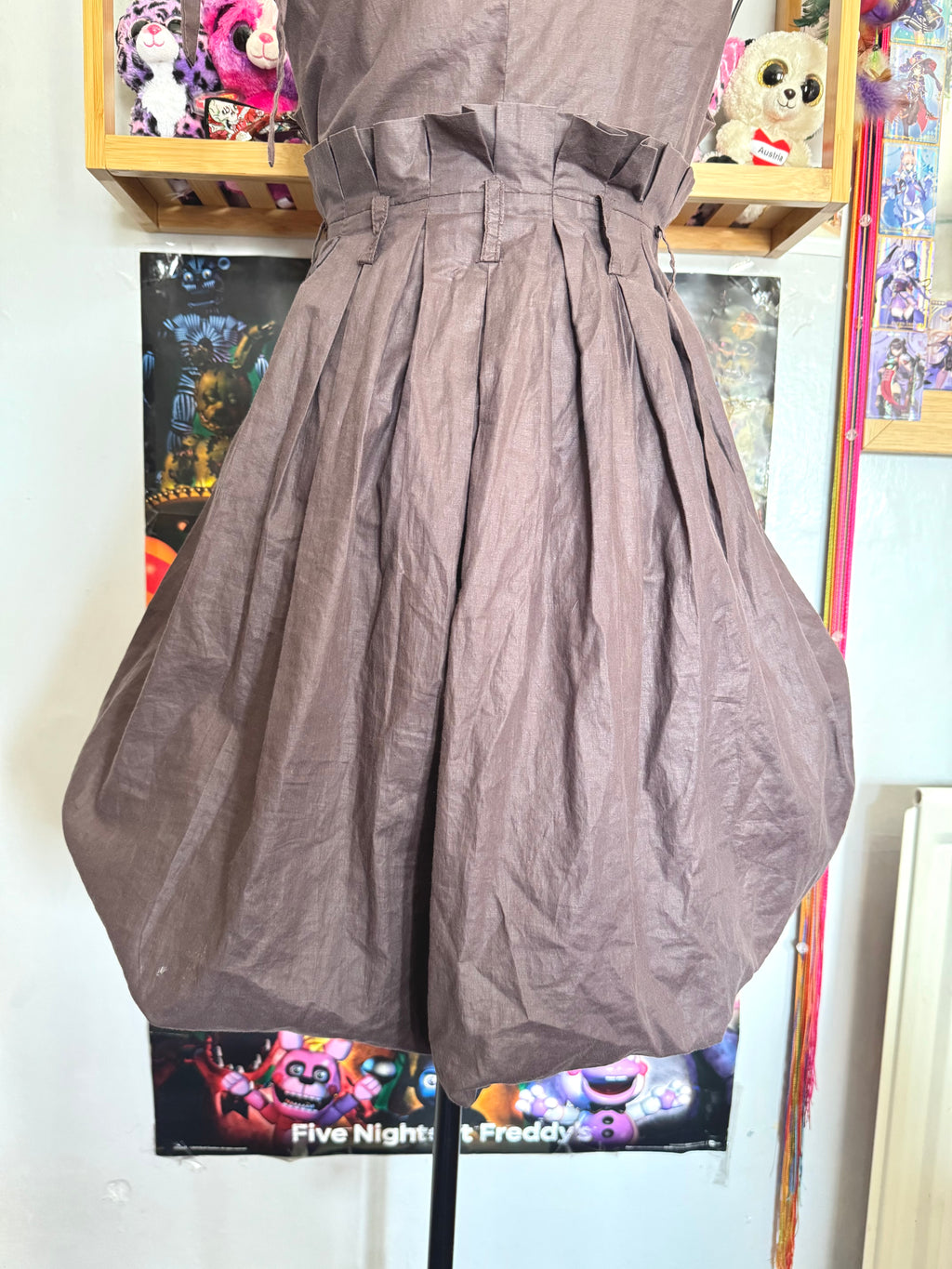 y2k vintage chocolate brown bubble hem floaty babydoll mini dress festival archival