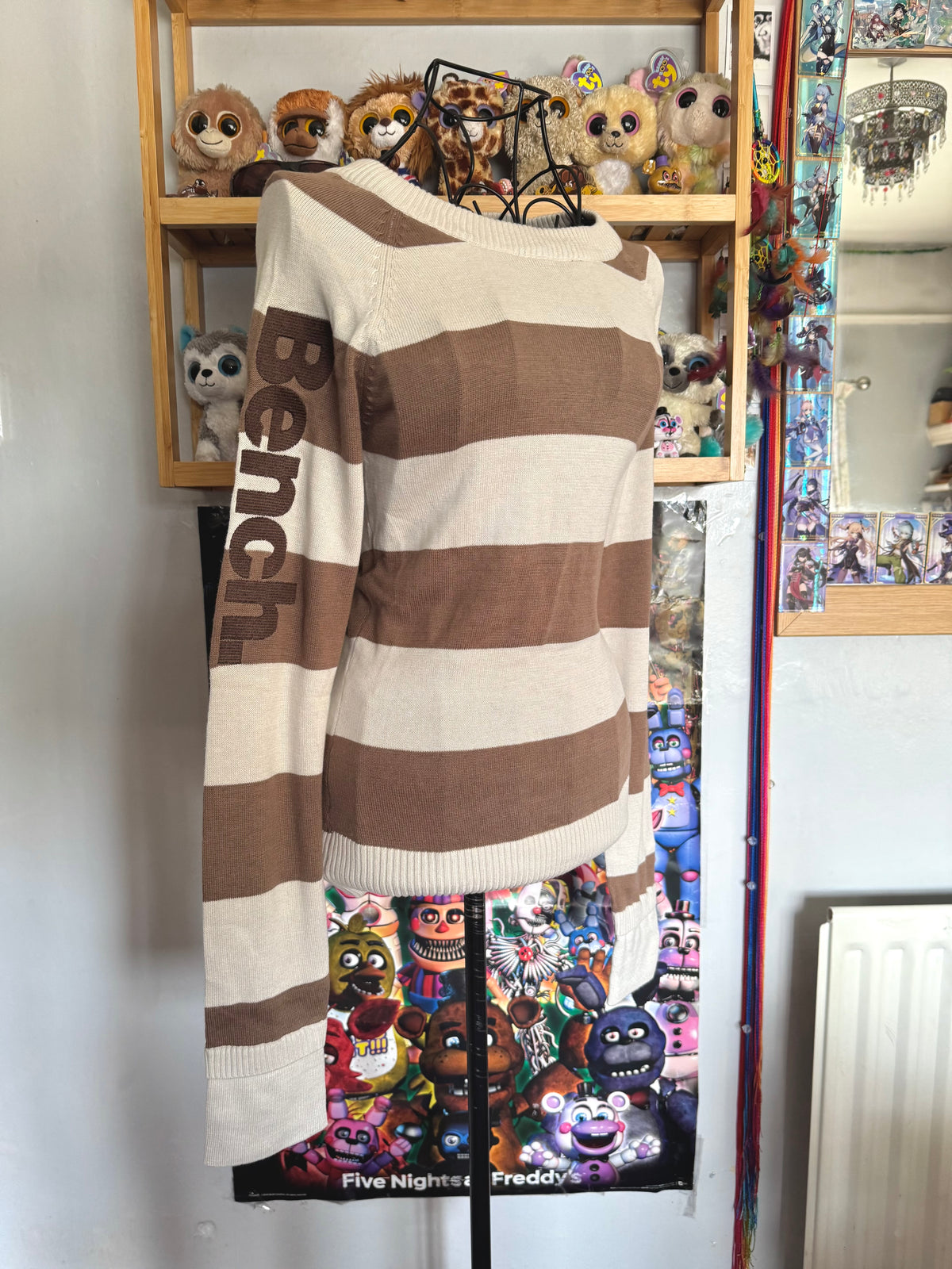y2k vintage deadstock bnwt striped ribbed knit embroidered long sleeved top