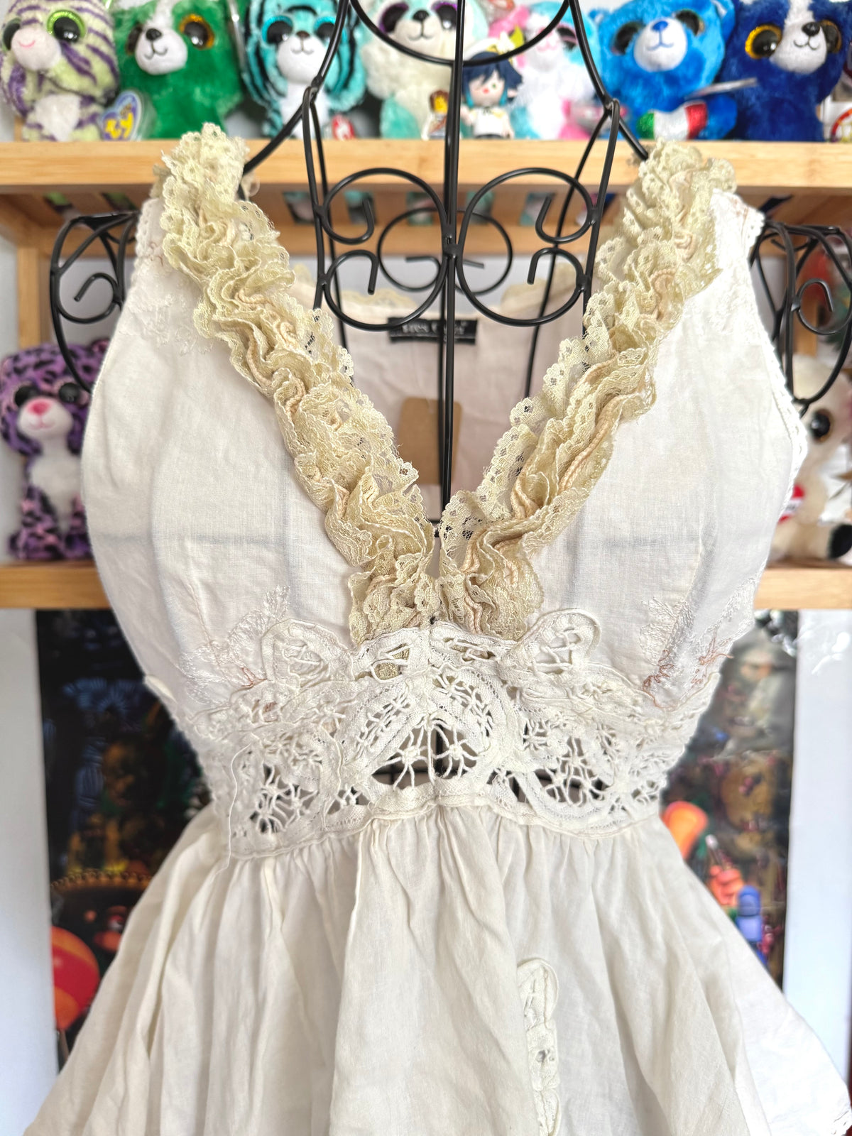 y2k vintage white floaty fairy hem babydoll cami top