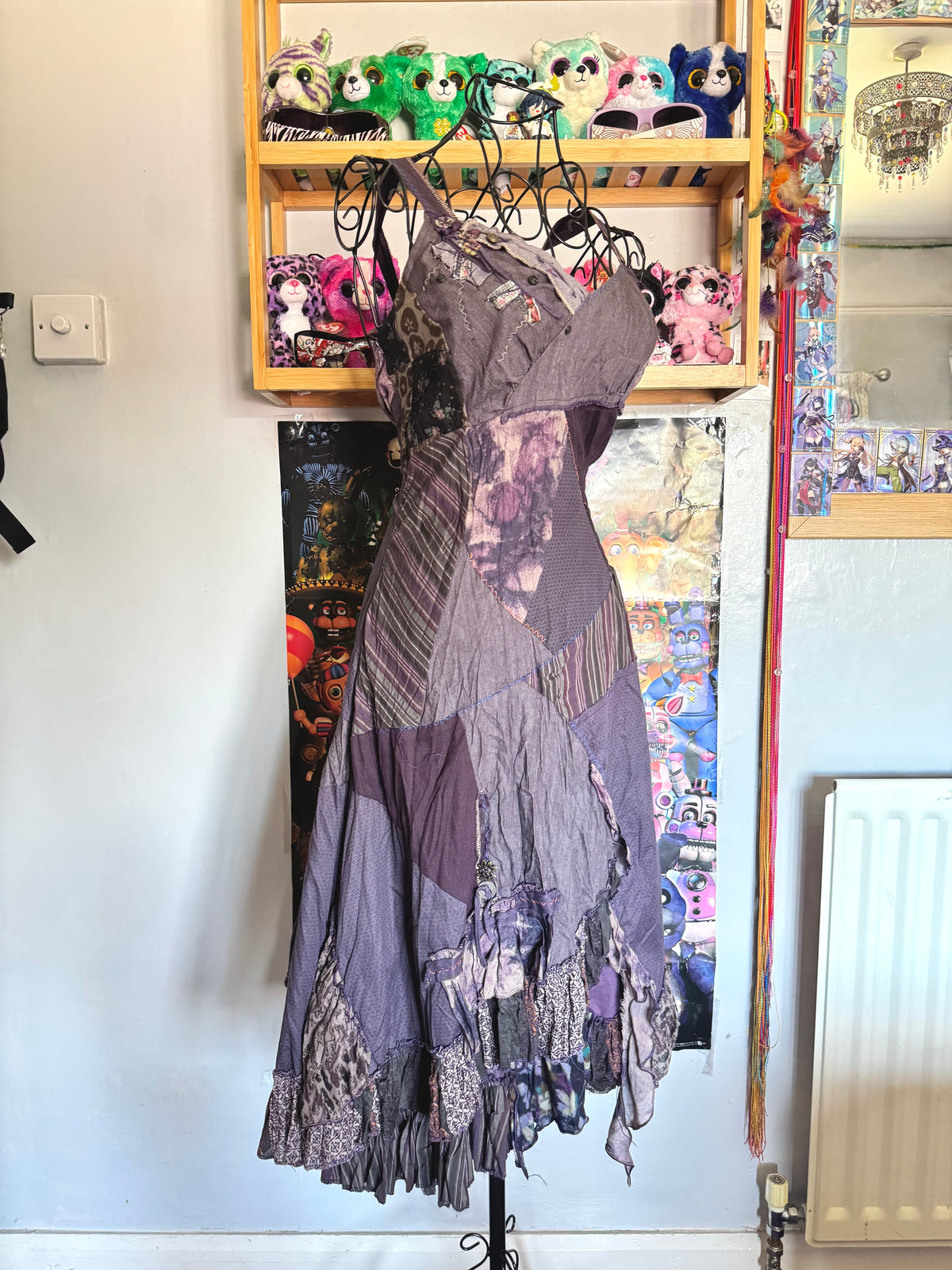 y2k vintage deadstock BNWT patchwork maximalist midi dress with lace sides fairy boho