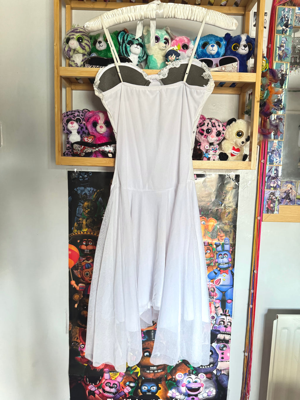 y2k vintage white mesh lace front sequin mini dress with hanky fairy hem