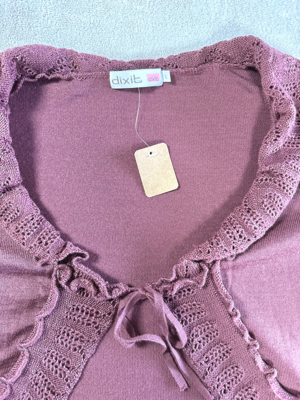 y2k vintage dusty pink fitted cropped tie front flared sleeve cardigan