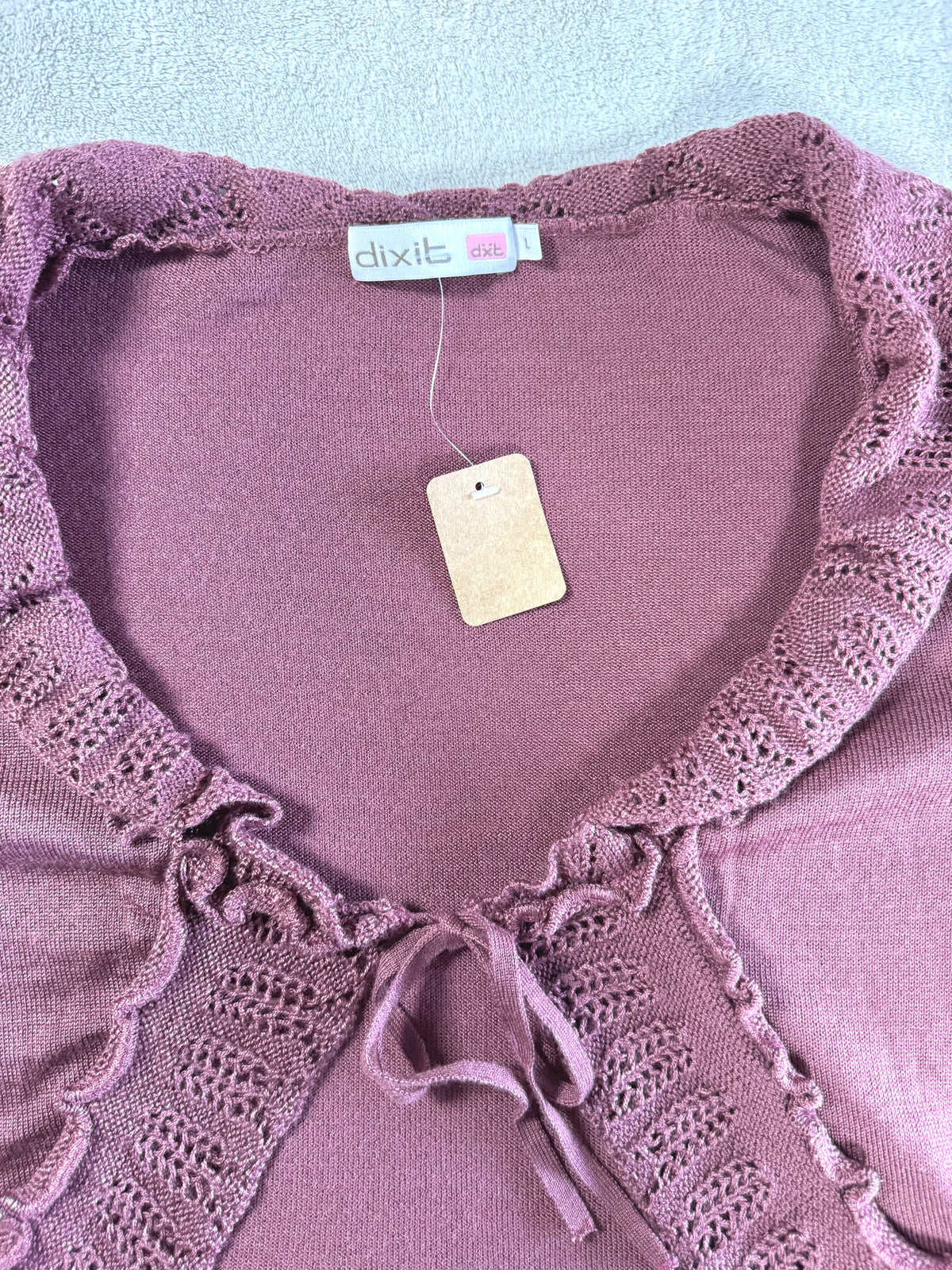 y2k vintage dusty pink fitted cropped tie front flared sleeve cardigan