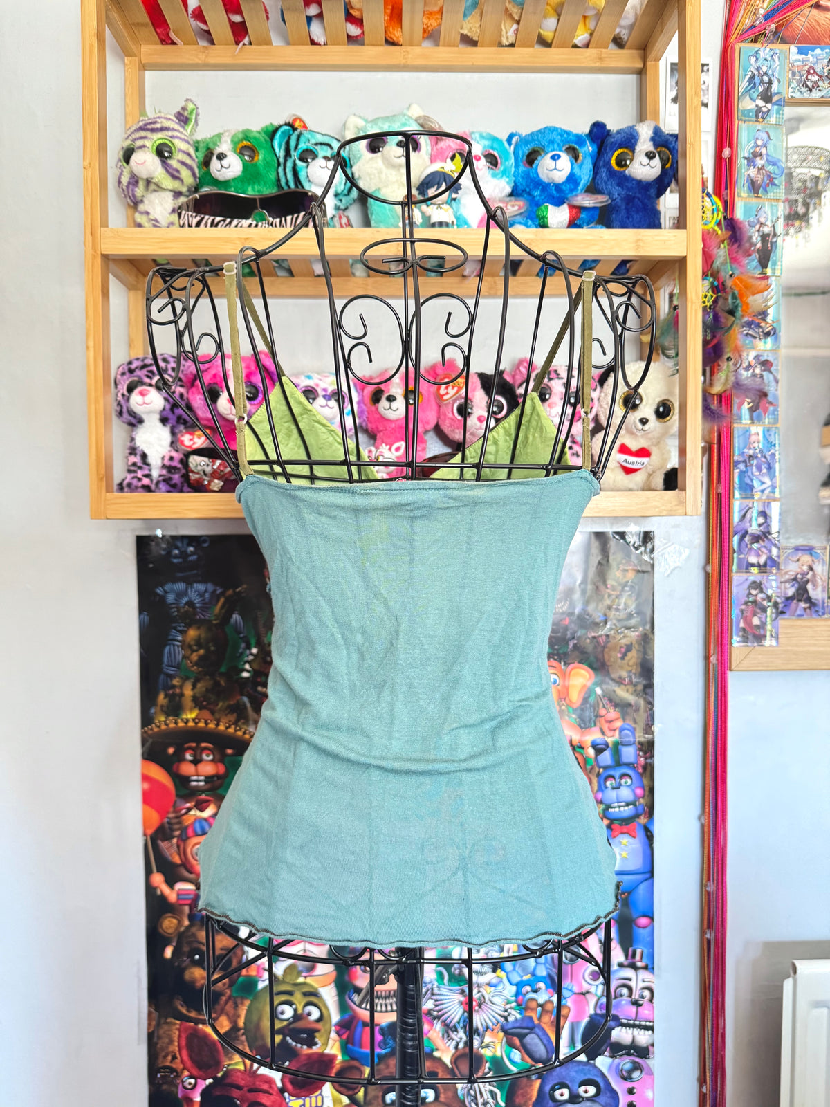 y2k vintage silk forest green beaded velvet camisole top earthy fairy