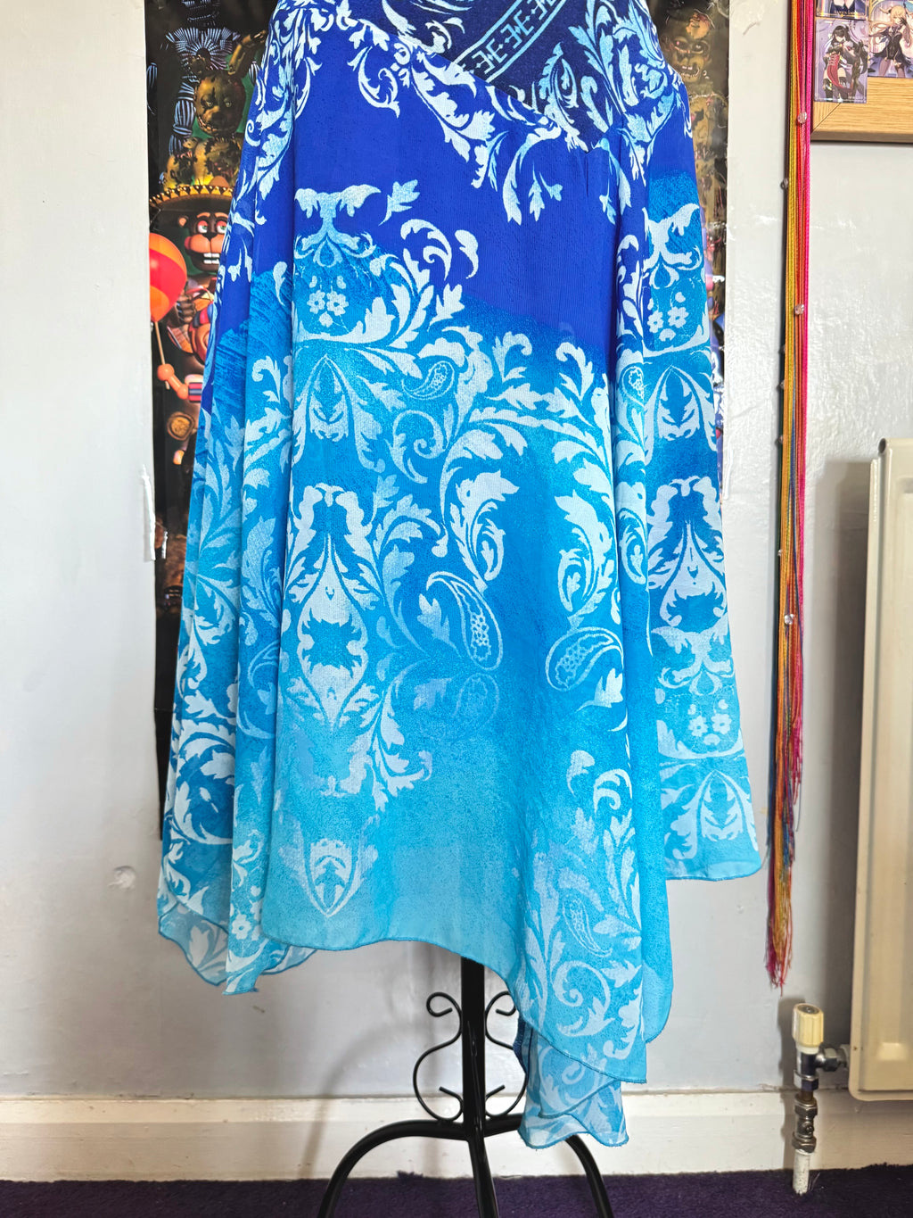 y2k vintage ombre effect waterfall blue maxi dress