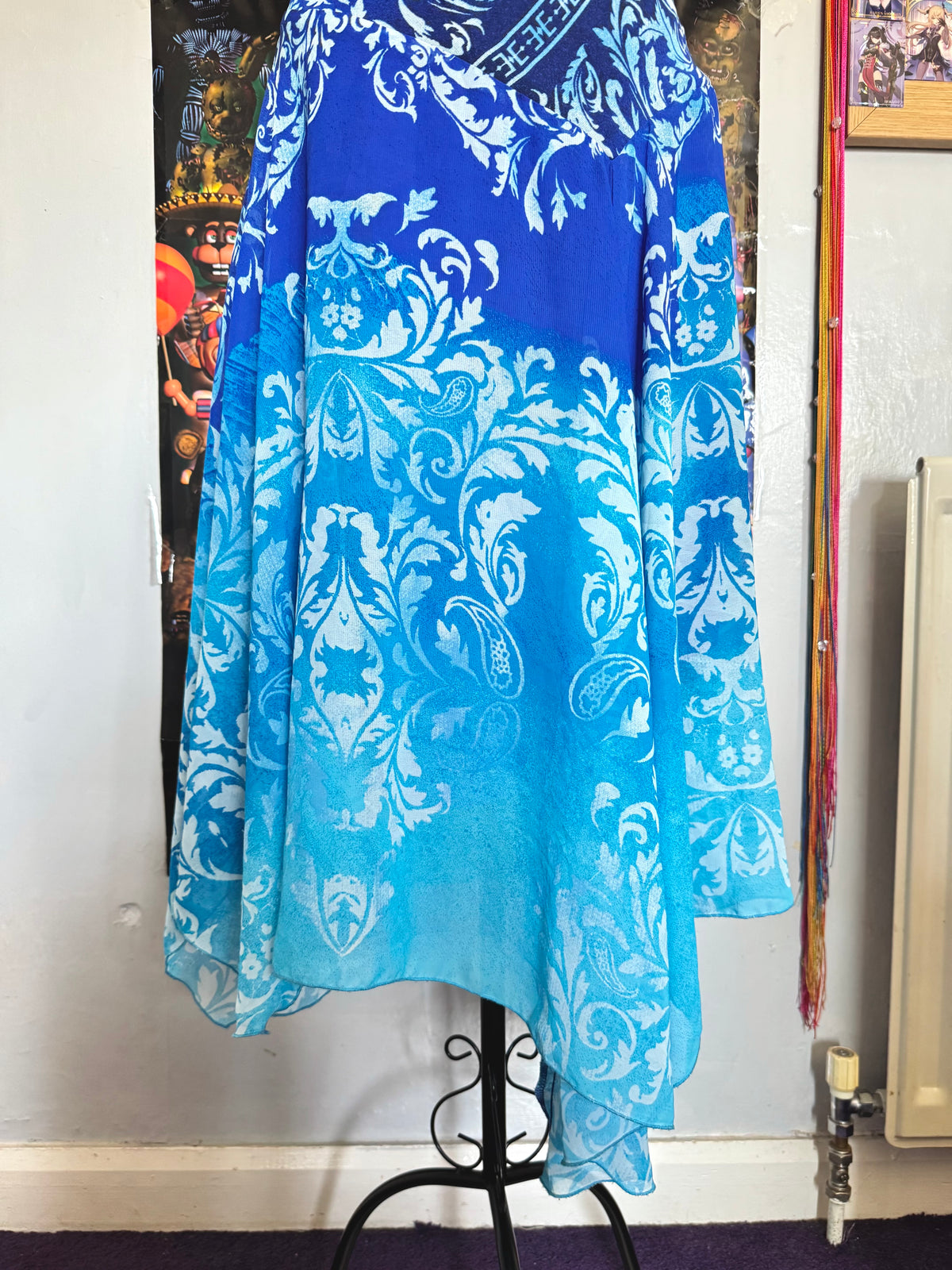 y2k vintage ombre effect waterfall blue maxi dress