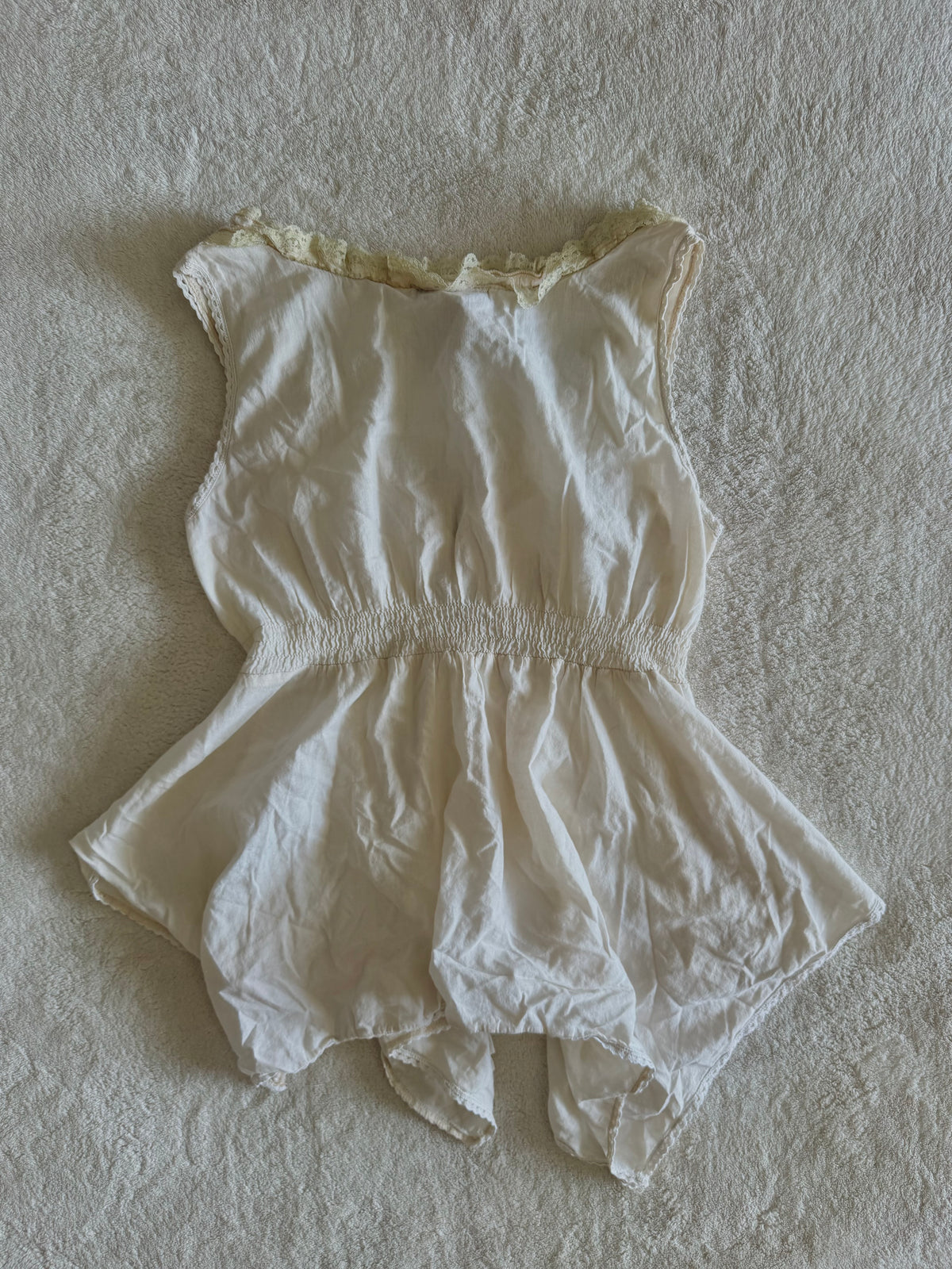 y2k vintage white floaty fairy hem babydoll cami top