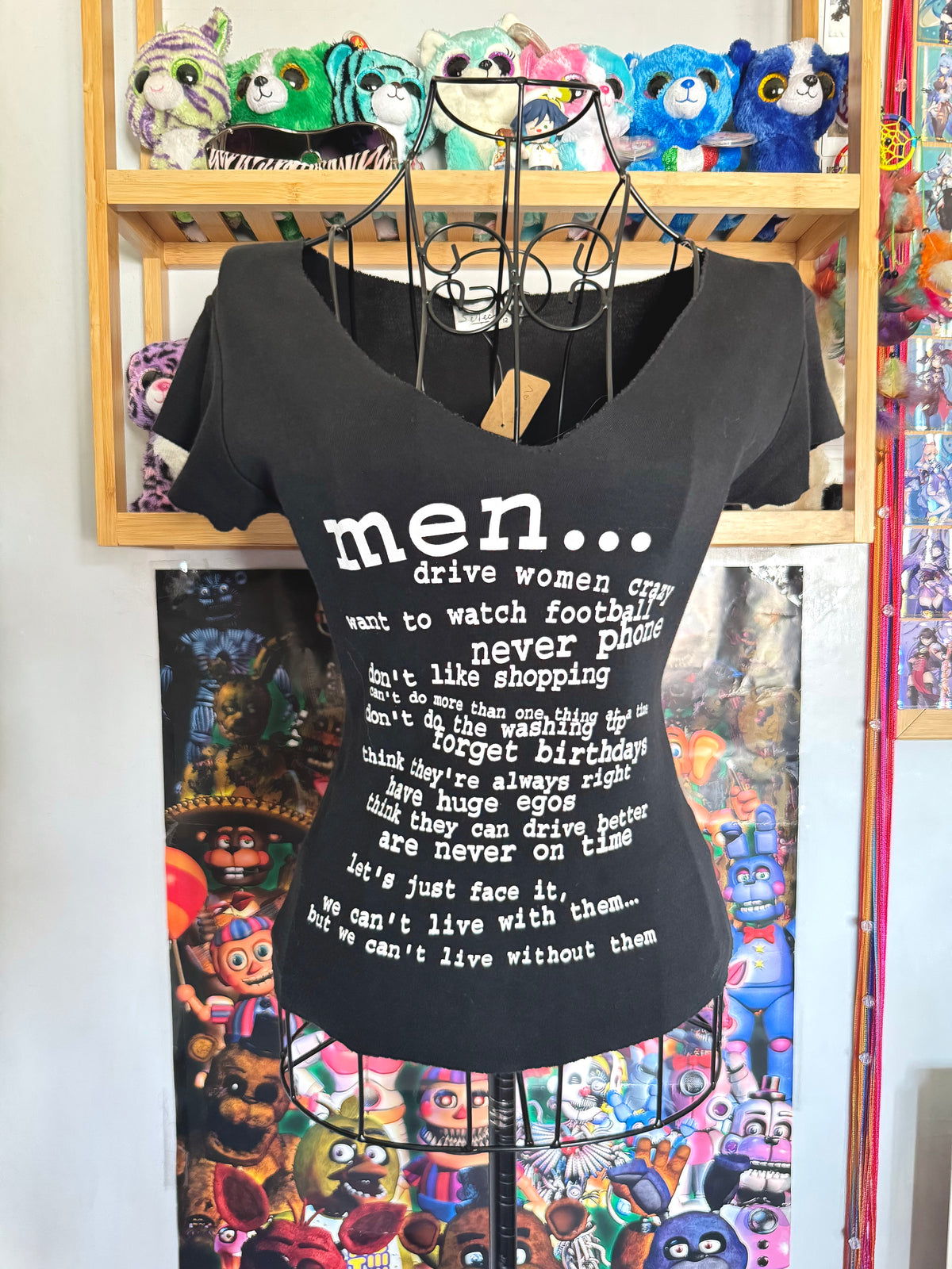 y2k vintage “men drive women crazy” graphic cropped and fitted vneck shirt