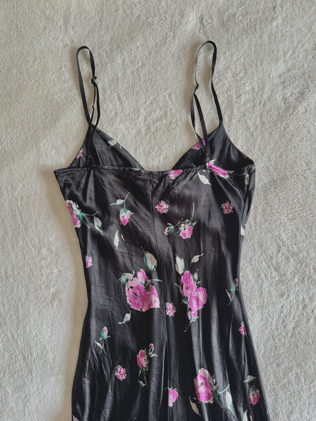 y2k vintage satin floral pattern asymmetric cut midi dress elegant