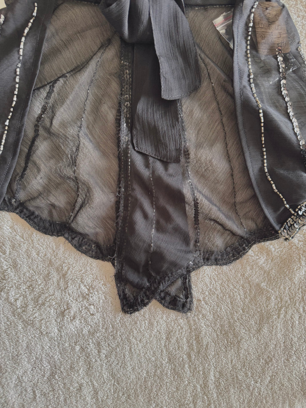 y2k vintage bnwt deadstock backless tie back sequin floral fairy top