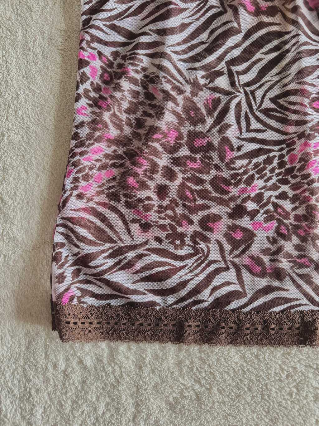 y2k vintage leopard and zebra print brown and hot pink sheer mesh cami top mcbling
