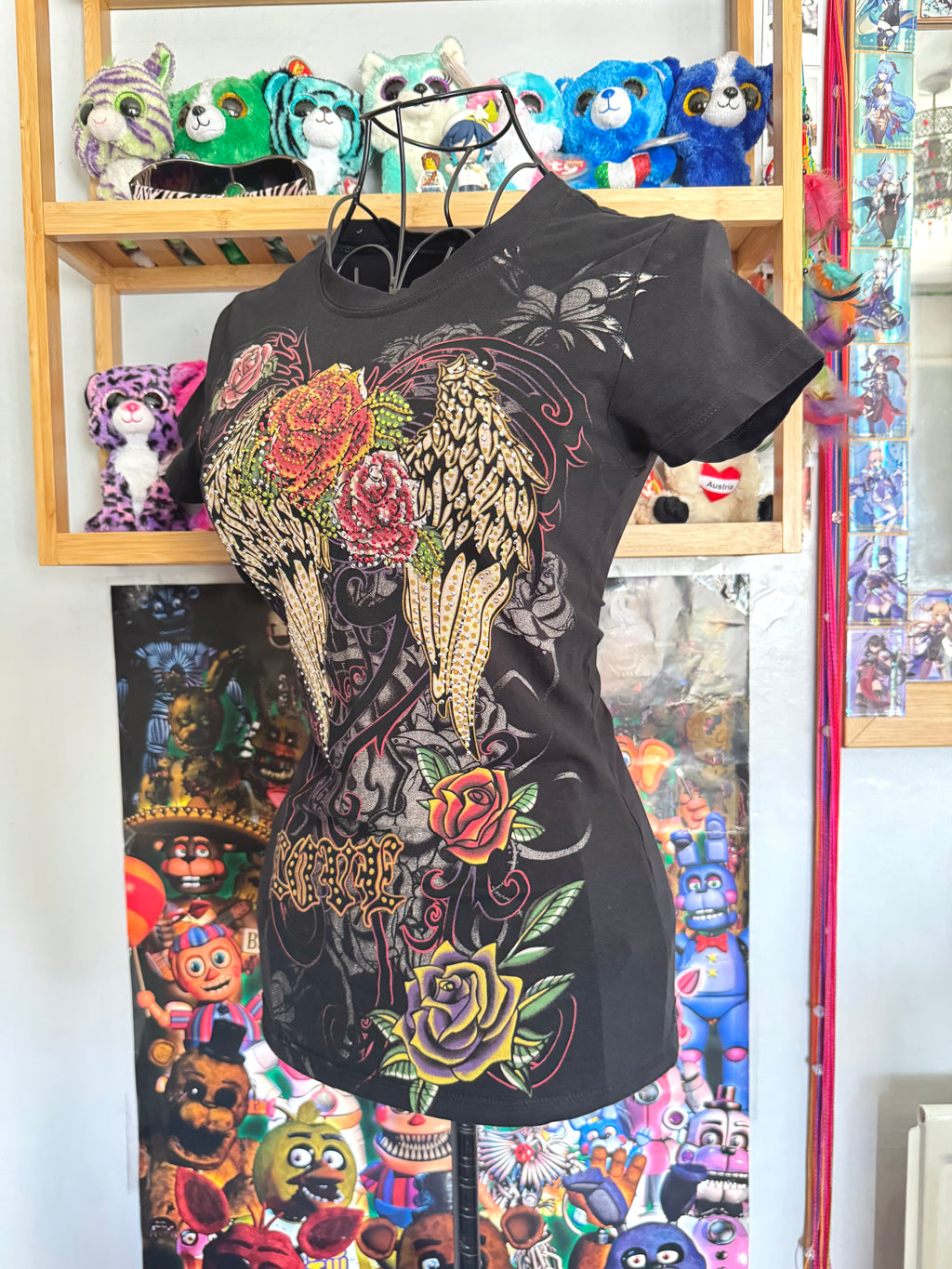 y2k vintage graphic rhinestone embellished baby tee grunge