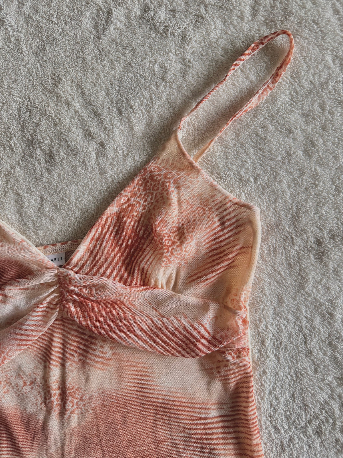 y2k vintage sheer mesh leopard print pink and tan cropped fitted cami top summer festival