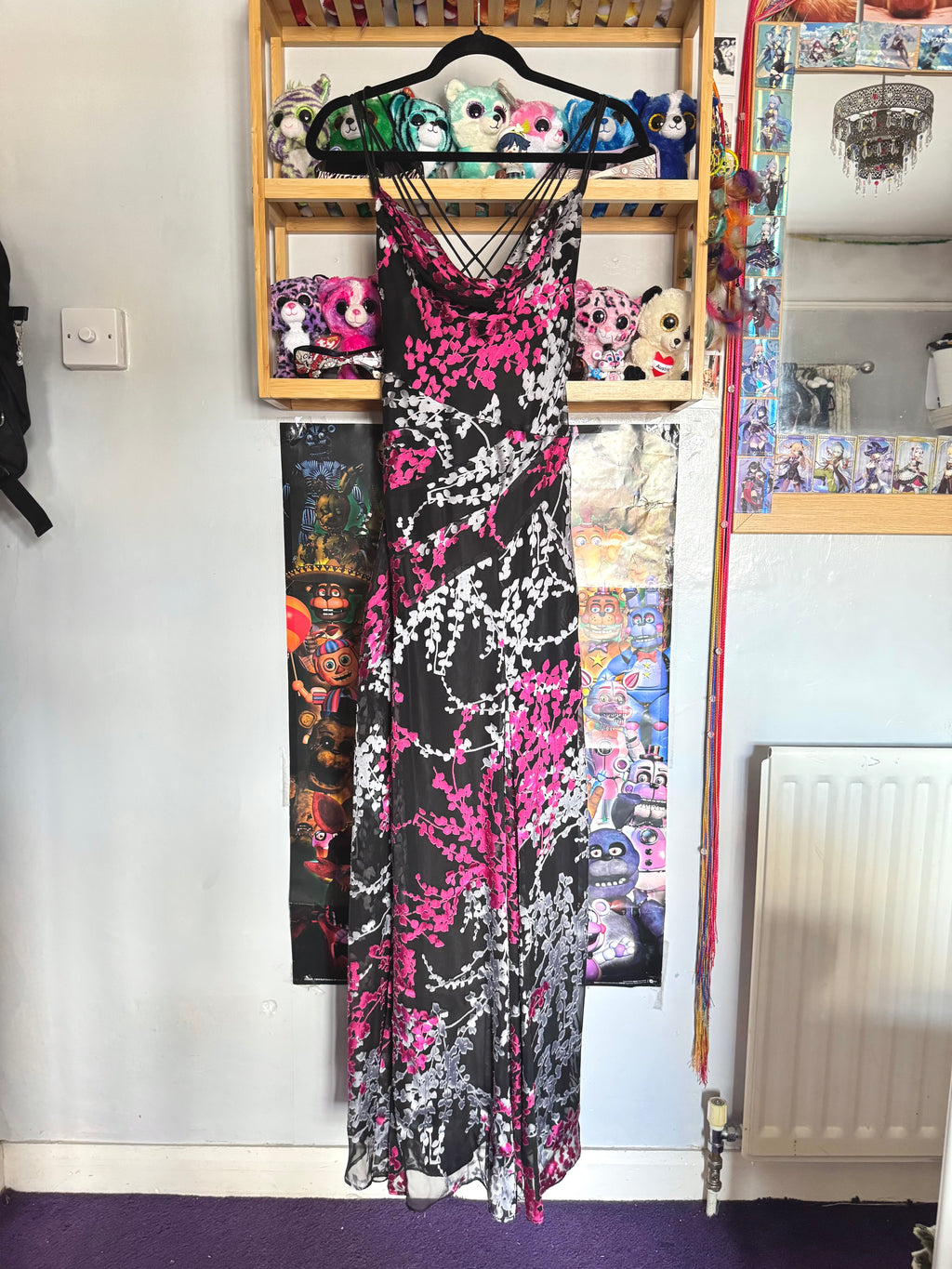 y2k vintage silk blend fitted cowl neck criss-cross back maxi dress formal occasion wear