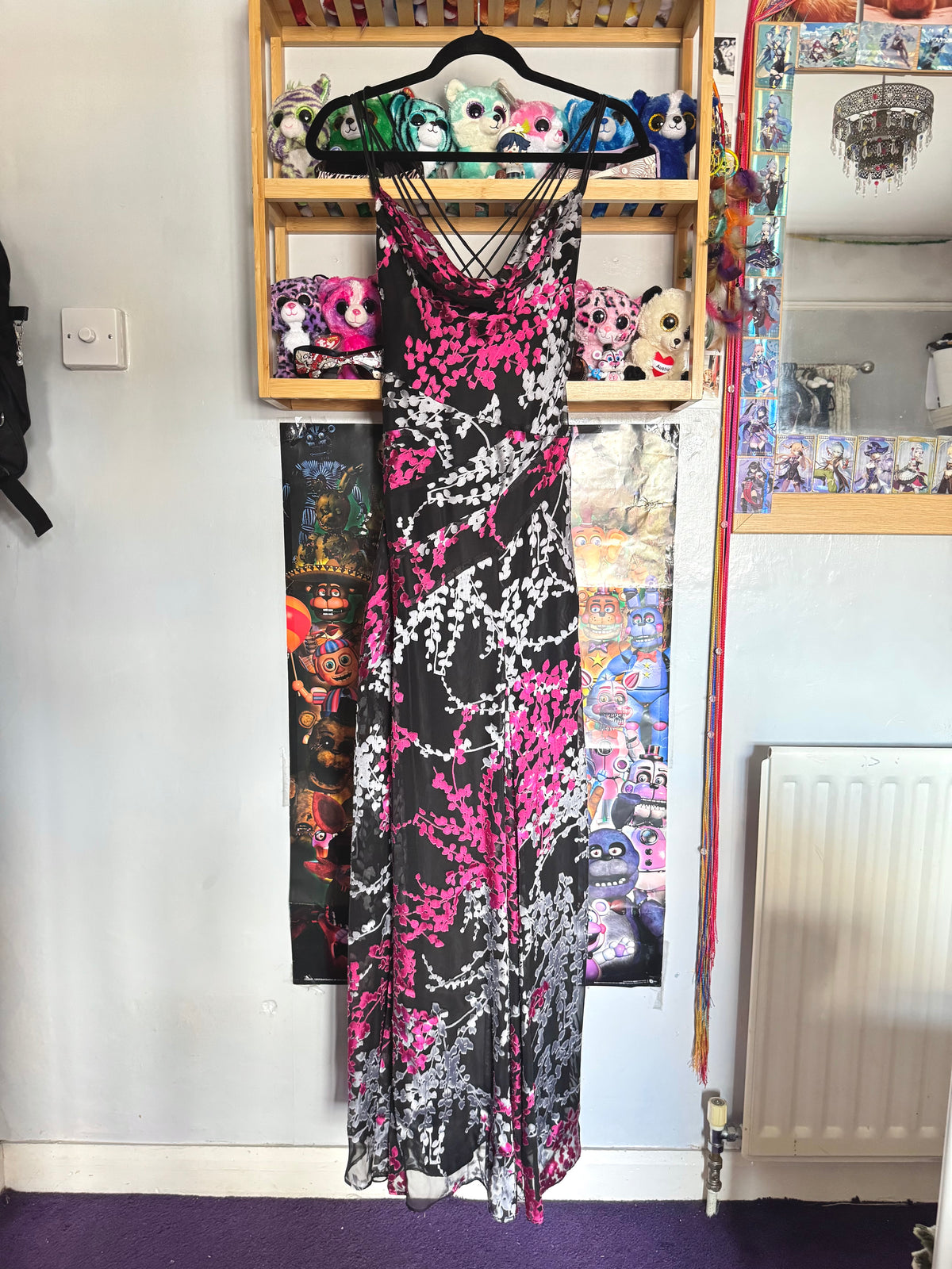 y2k vintage silk blend fitted cowl neck criss-cross back maxi dress formal occasion wear