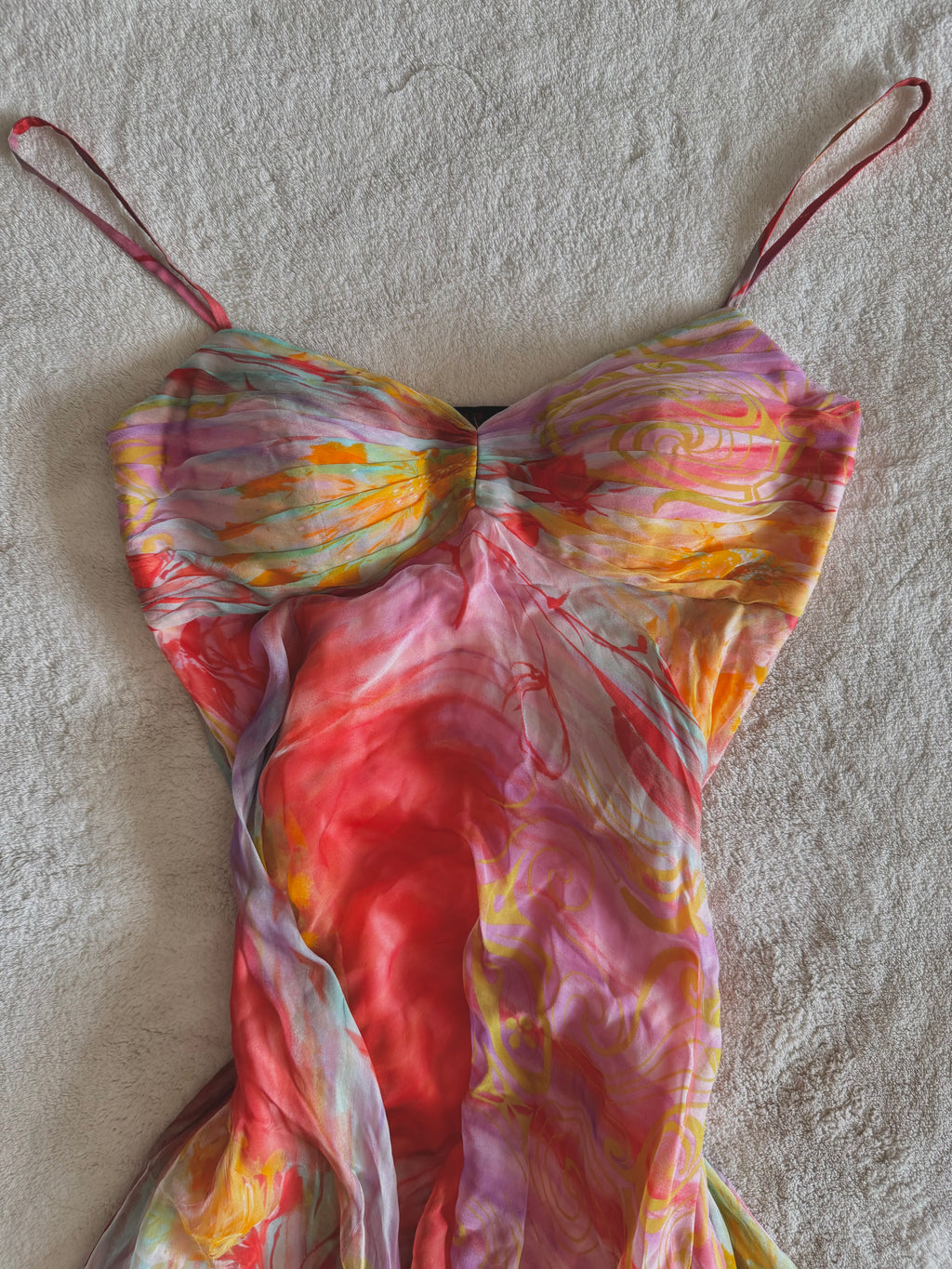 y2k vintage silk summer multicolour maxi dress with matching cardigan zara larsson